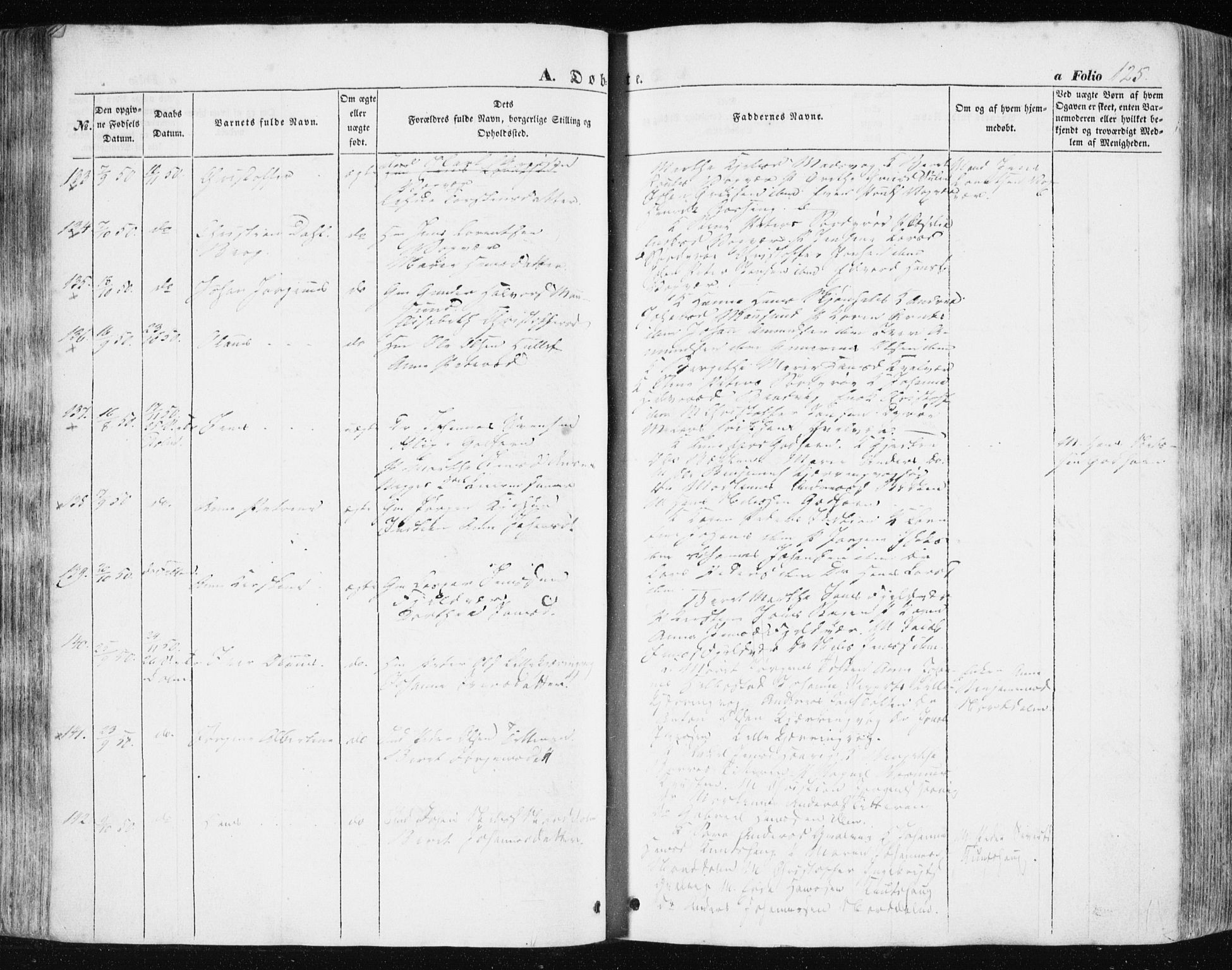 Ministerialprotokoller, klokkerbøker og fødselsregistre - Sør-Trøndelag, SAT/A-1456/634/L0529: Parish register (official) no. 634A05, 1843-1851, p. 125