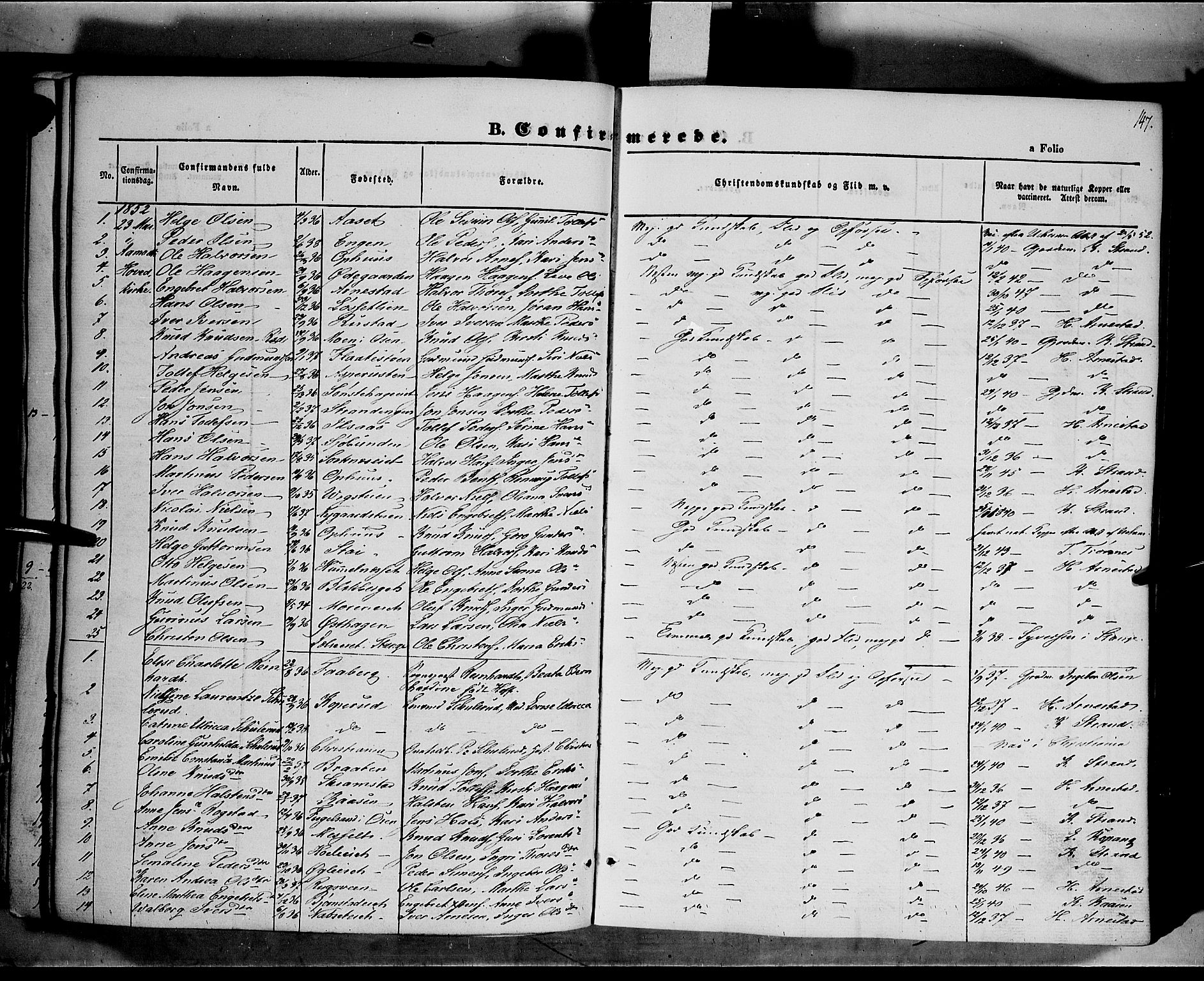 Åmot prestekontor, Hedmark, SAH/PREST-056/H/Ha/Haa/L0006: Parish register (official) no. 6, 1842-1861, p. 147
