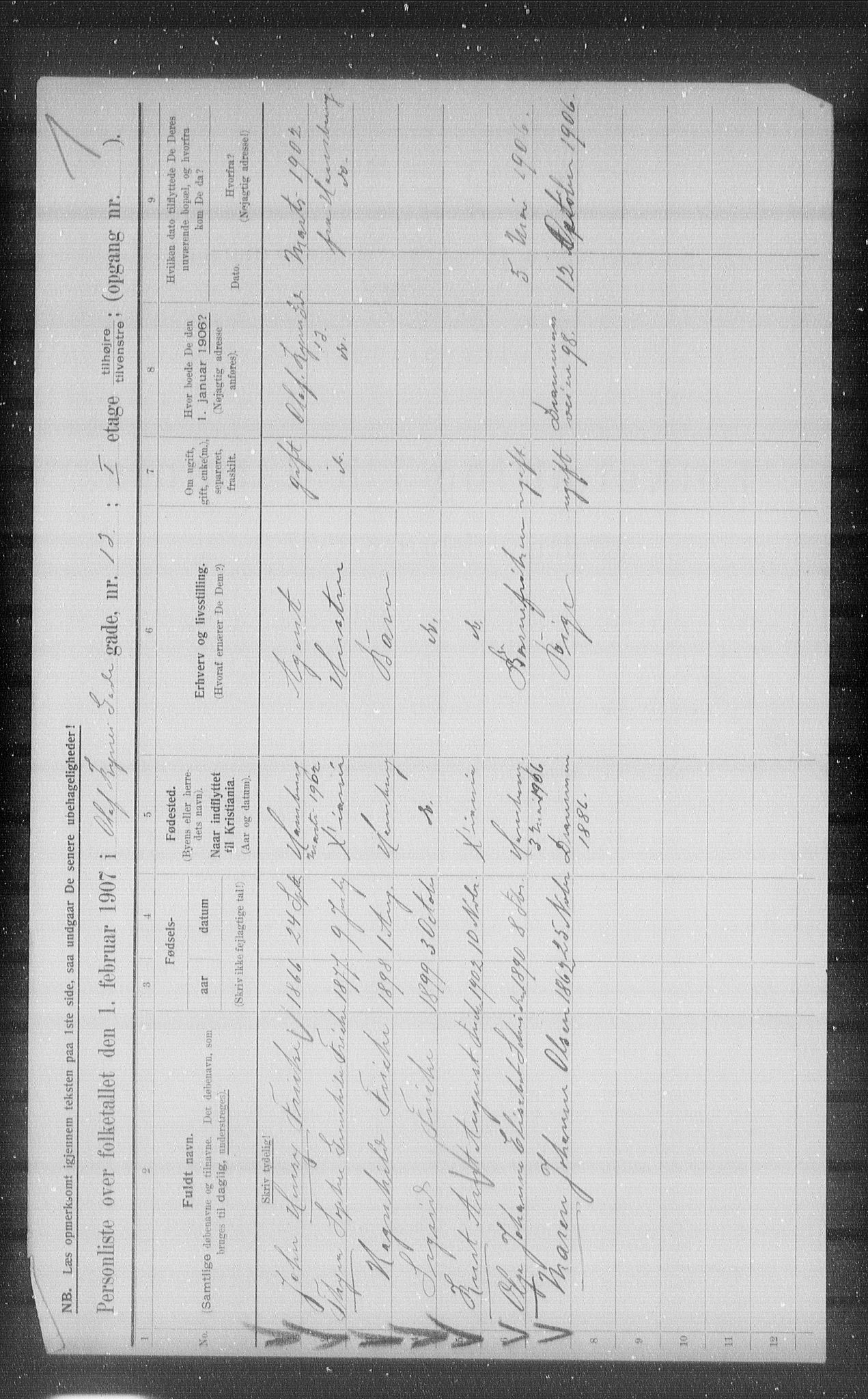 OBA, Municipal Census 1907 for Kristiania, 1907, p. 38623