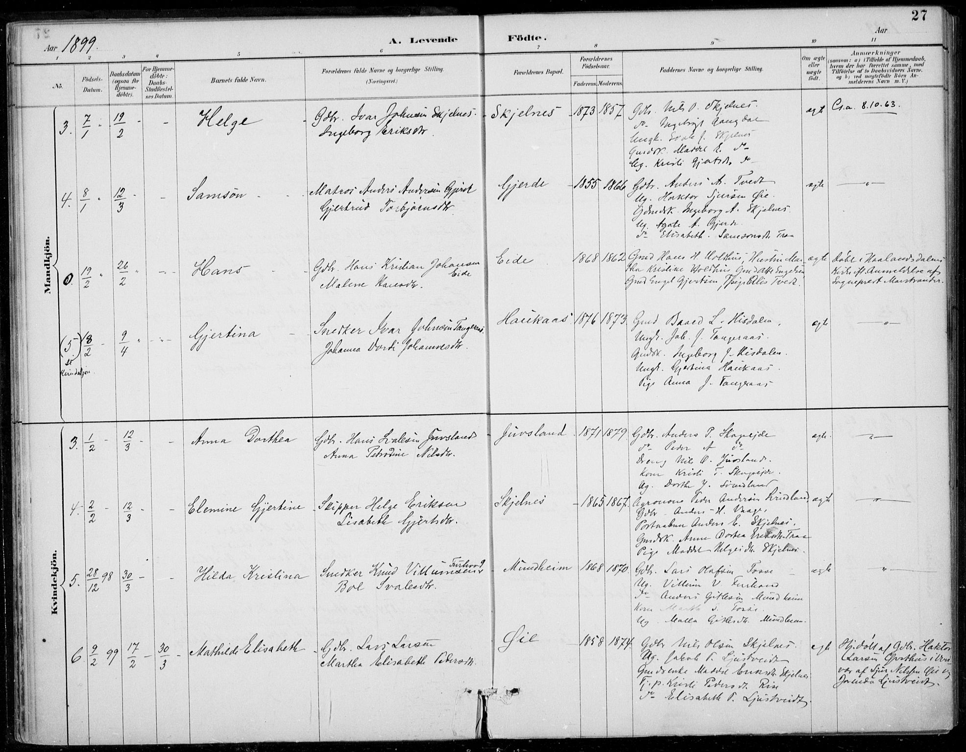 Strandebarm sokneprestembete, SAB/A-78401/H/Haa: Parish register (official) no. D  1, 1886-1912, p. 27