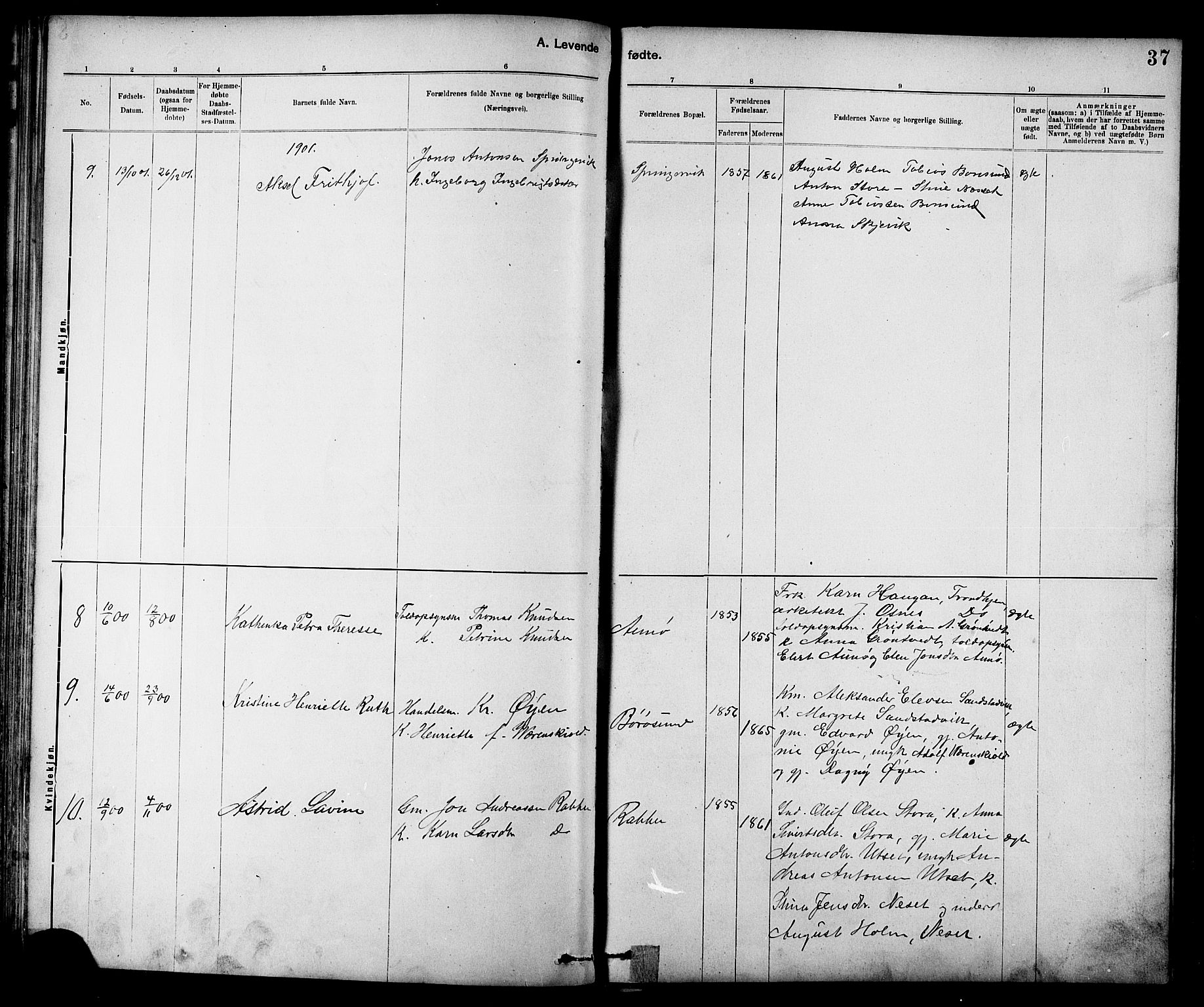 Ministerialprotokoller, klokkerbøker og fødselsregistre - Sør-Trøndelag, AV/SAT-A-1456/639/L0573: Parish register (copy) no. 639C01, 1890-1905, p. 37