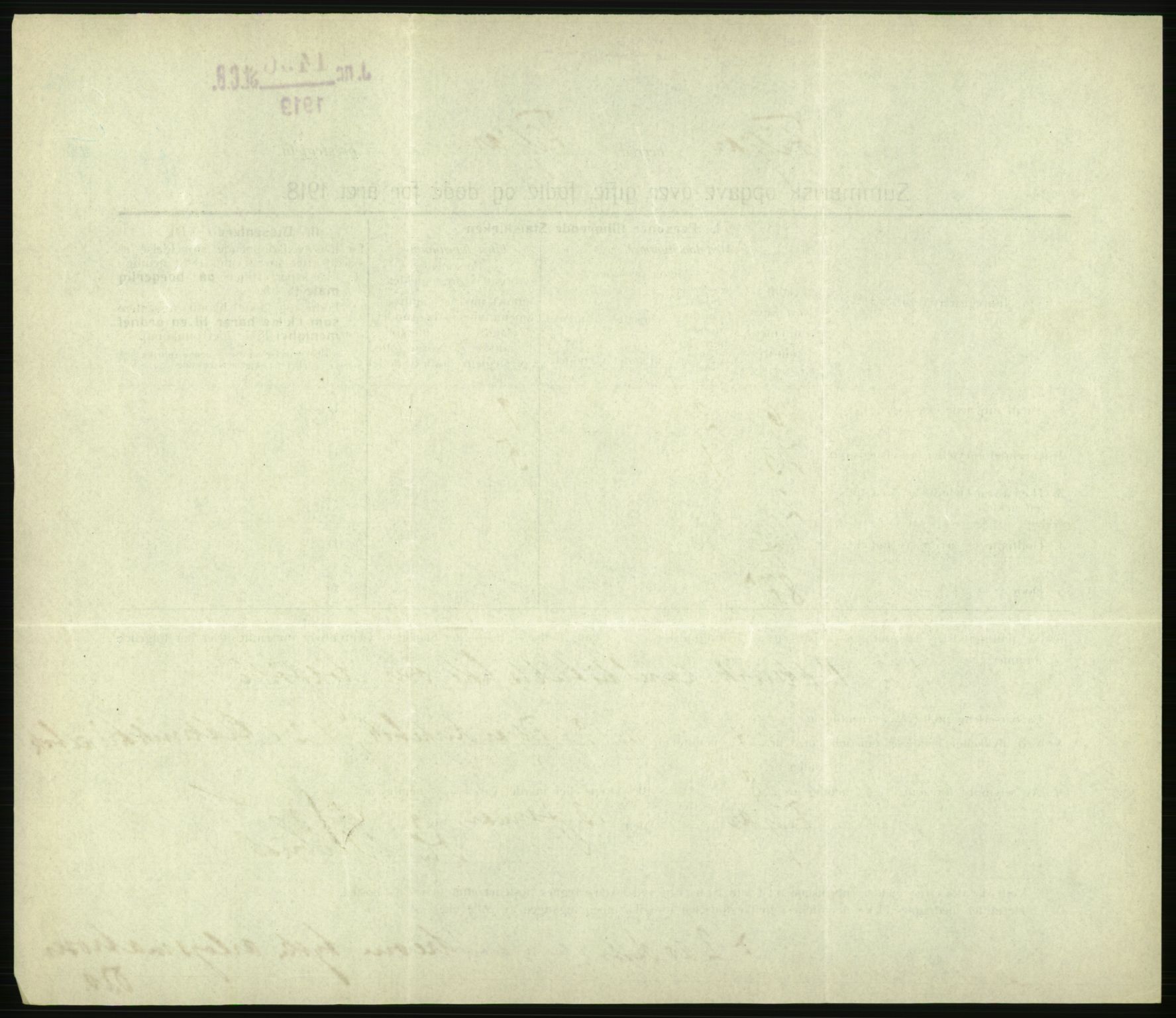 Statistisk sentralbyrå, Sosiodemografiske emner, Befolkning, AV/RA-S-2228/D/Df/Dfb/Dfbh/L0059: Summariske oppgaver over gifte, fødte og døde for hele landet., 1918, p. 914