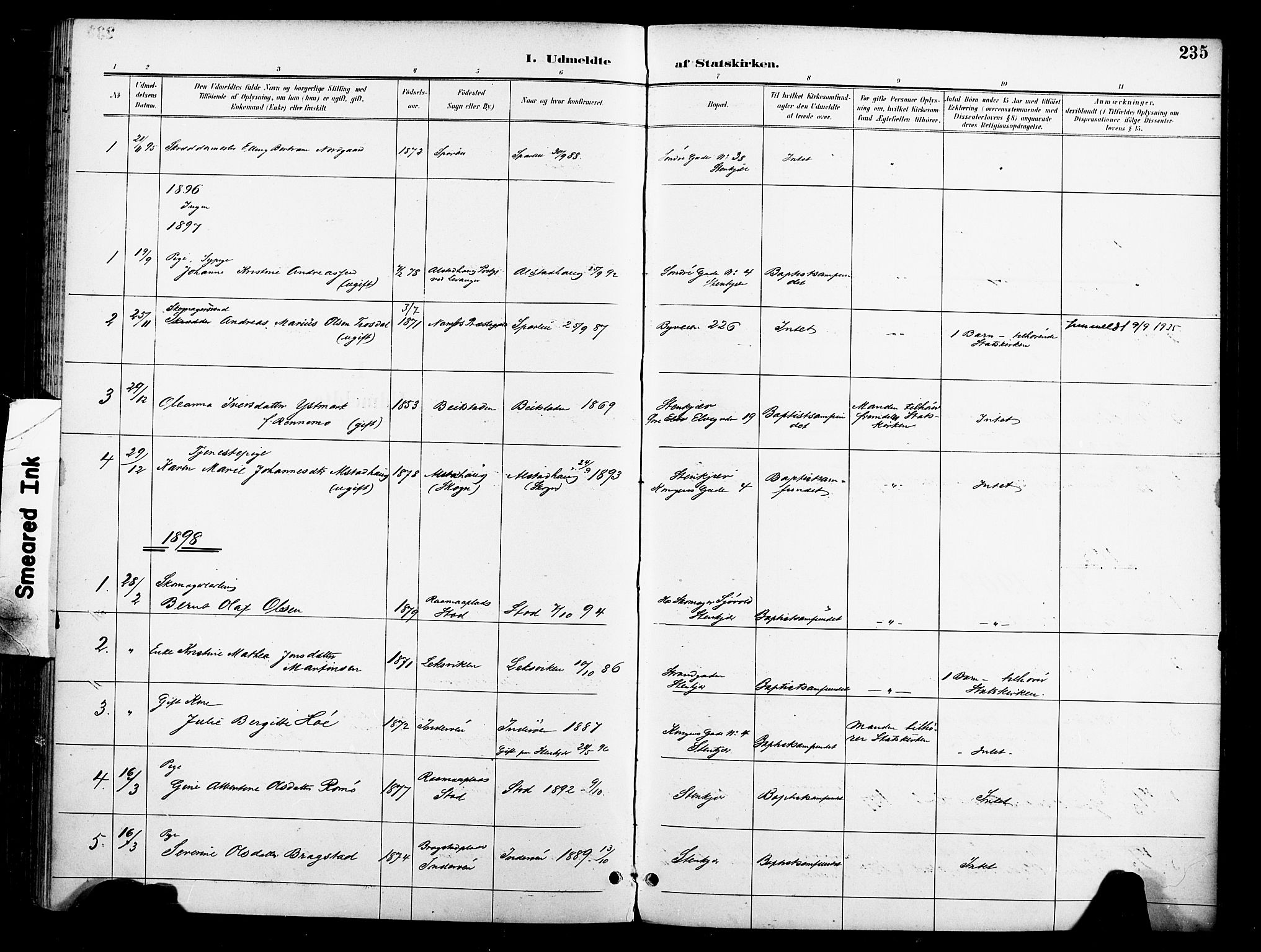 Ministerialprotokoller, klokkerbøker og fødselsregistre - Nord-Trøndelag, AV/SAT-A-1458/739/L0372: Parish register (official) no. 739A04, 1895-1903, p. 235