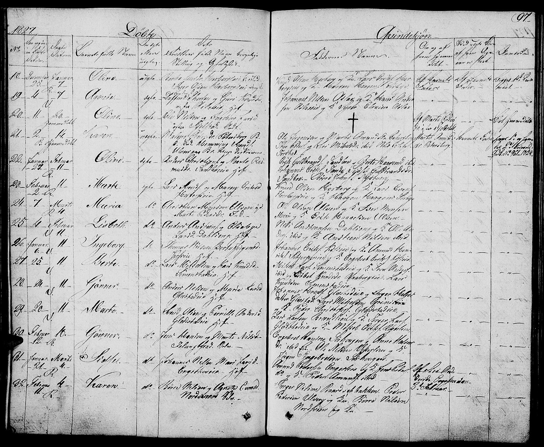 Ringsaker prestekontor, AV/SAH-PREST-014/L/La/L0004: Parish register (copy) no. 4, 1827-1838, p. 97