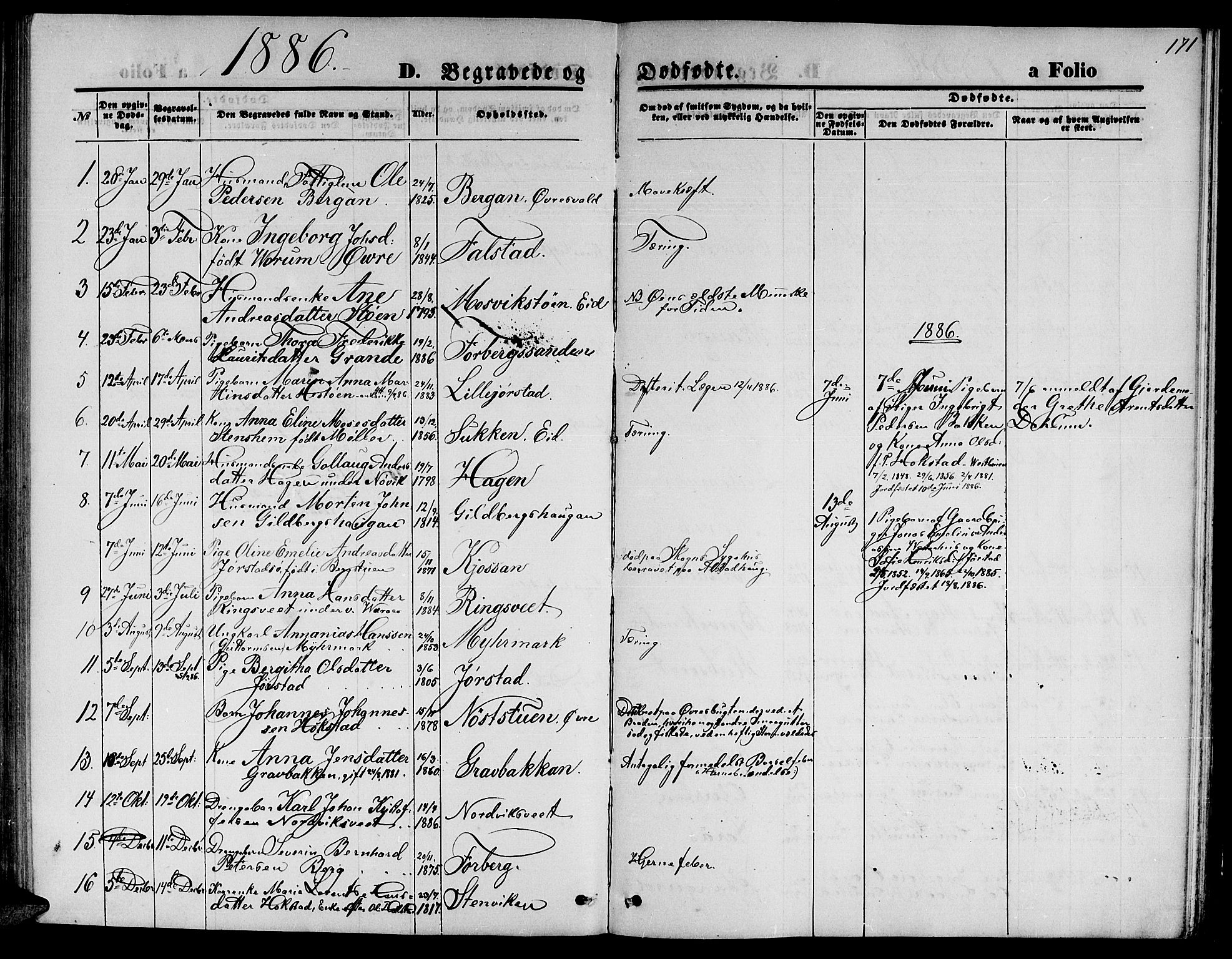 Ministerialprotokoller, klokkerbøker og fødselsregistre - Nord-Trøndelag, SAT/A-1458/722/L0225: Parish register (copy) no. 722C01, 1871-1888, p. 171