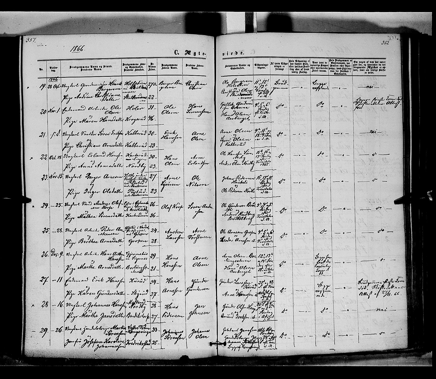 Vinger prestekontor, AV/SAH-PREST-024/H/Ha/Haa/L0011: Parish register (official) no. 11, 1862-1870, p. 352