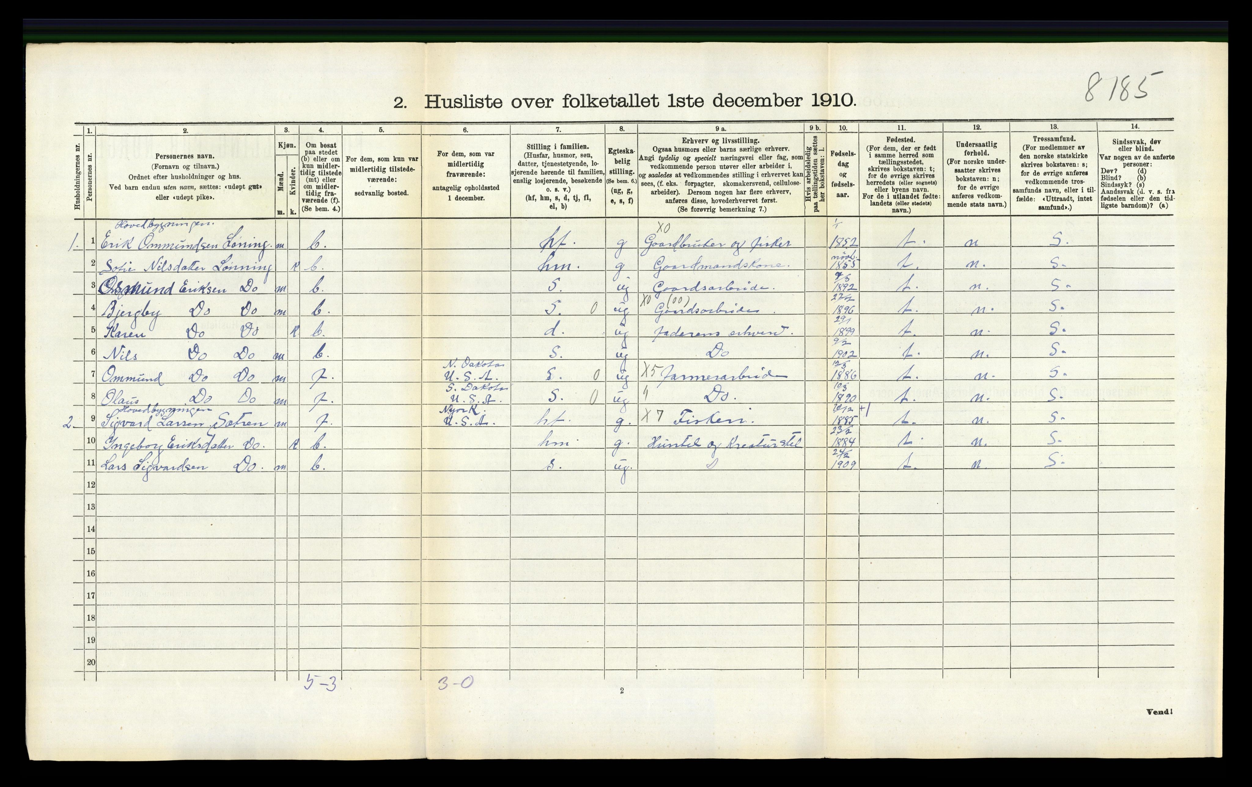 RA, 1910 census for Tysvær, 1910, p. 414