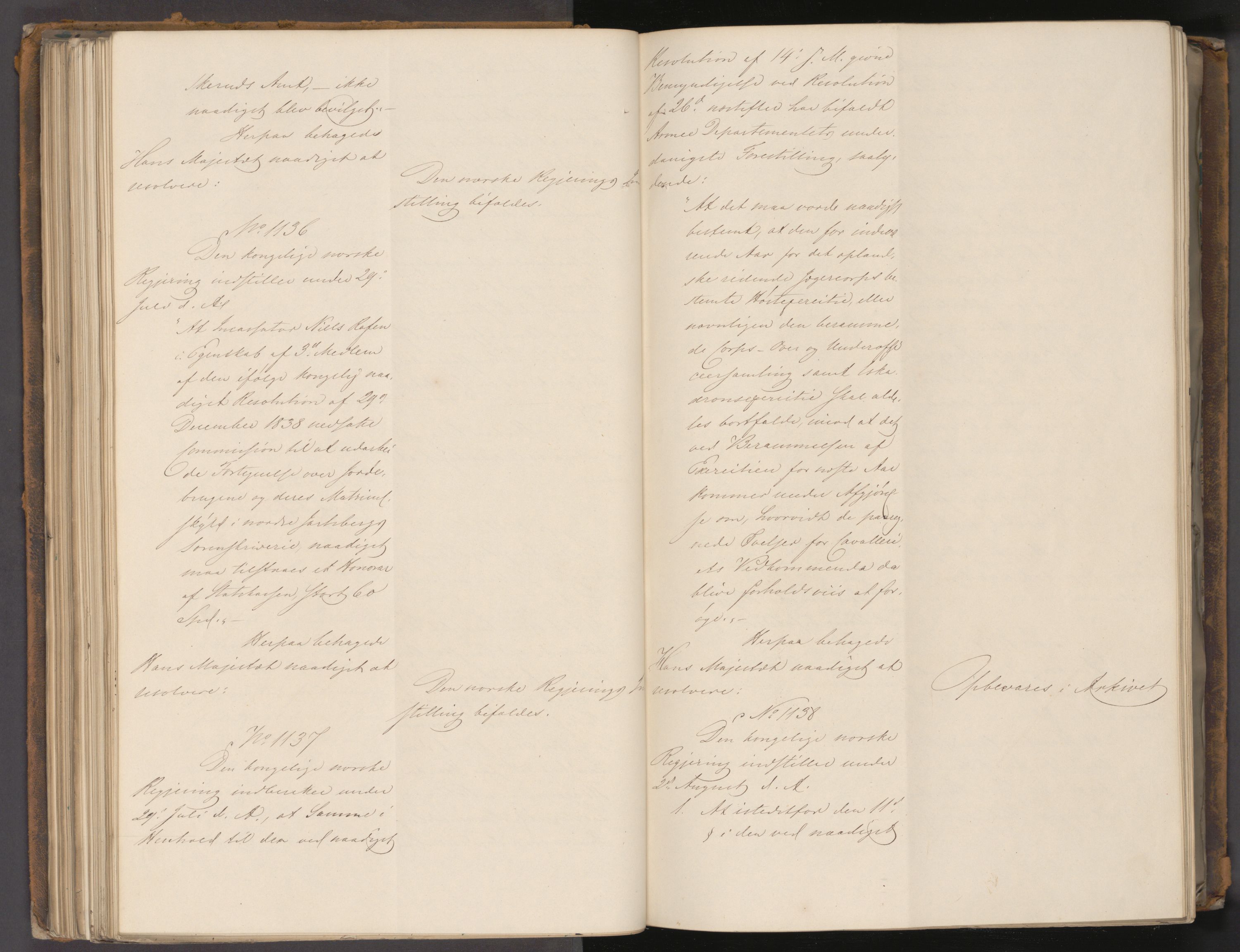 Statsrådssekretariatet, AV/RA-S-1001/A/Ab/L0058: Kgl. res. nr. 881-1783, 2. halvår, 1843