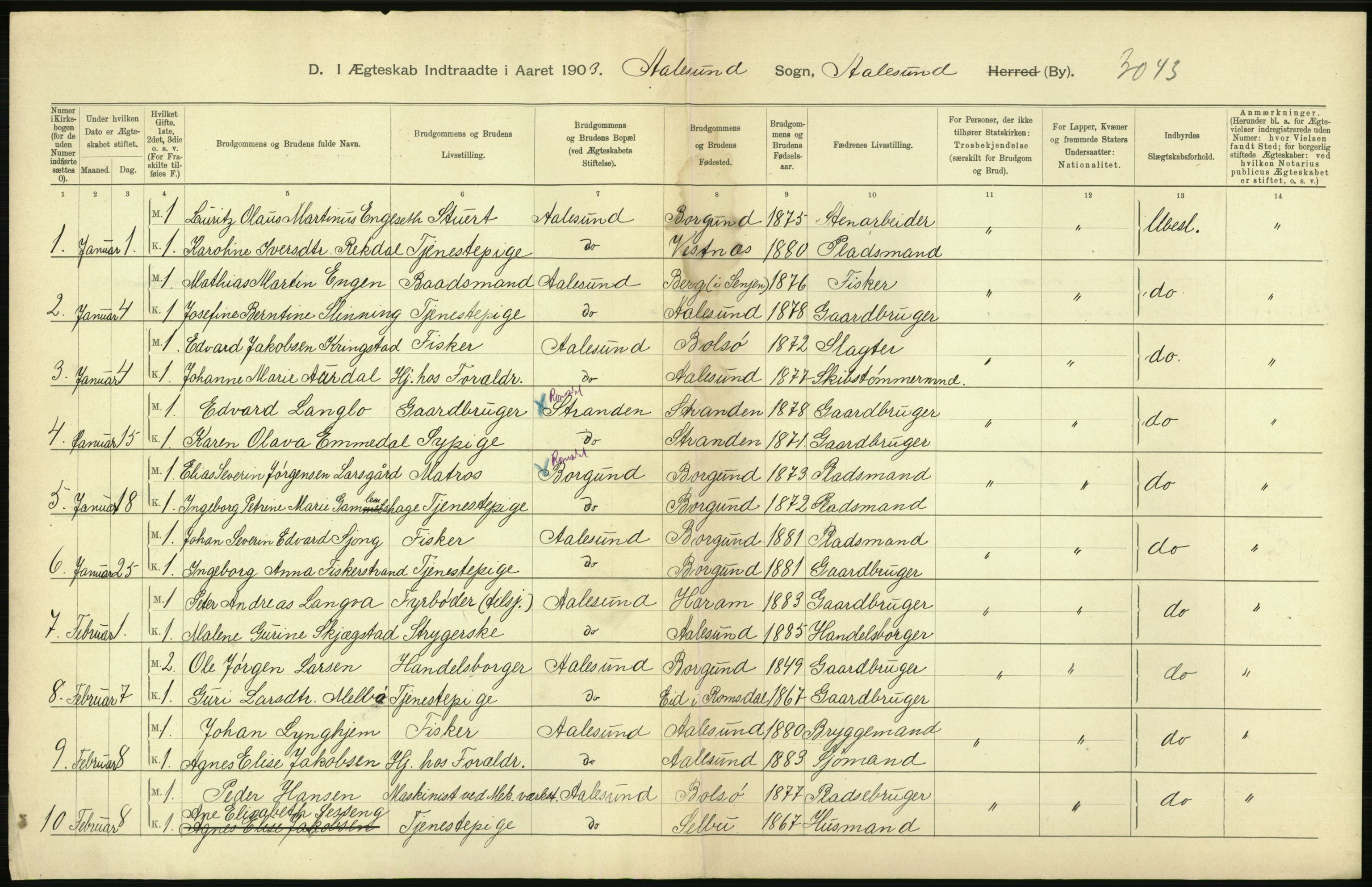 Statistisk sentralbyrå, Sosiodemografiske emner, Befolkning, AV/RA-S-2228/D/Df/Dfa/Dfaa/L0016: Romsdal amt: Fødte, gifte, døde., 1903, p. 720