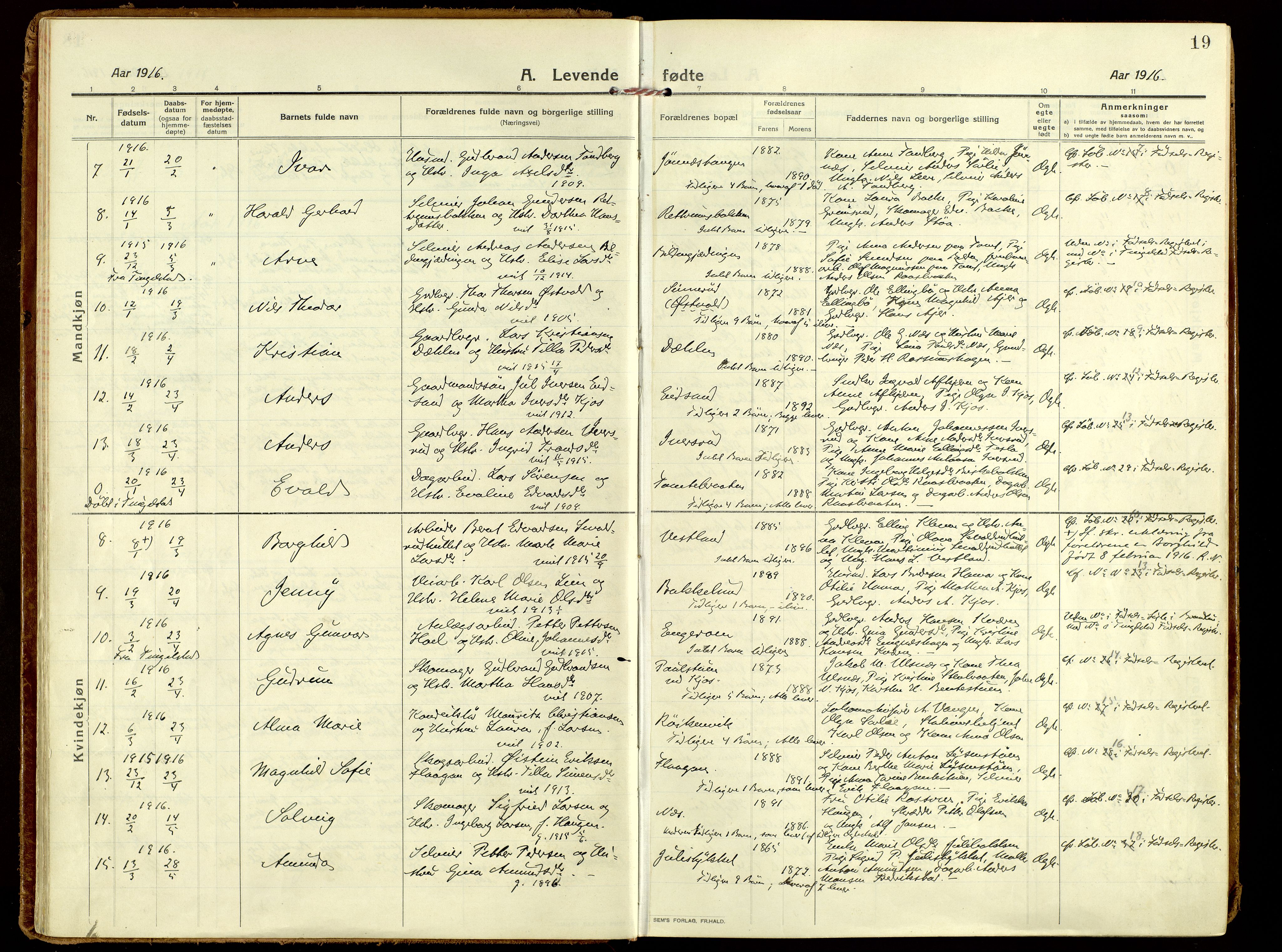 Brandbu prestekontor, SAH/PREST-114/H/Ha/Haa/L0004: Parish register (official) no. 4, 1913-1923, p. 19
