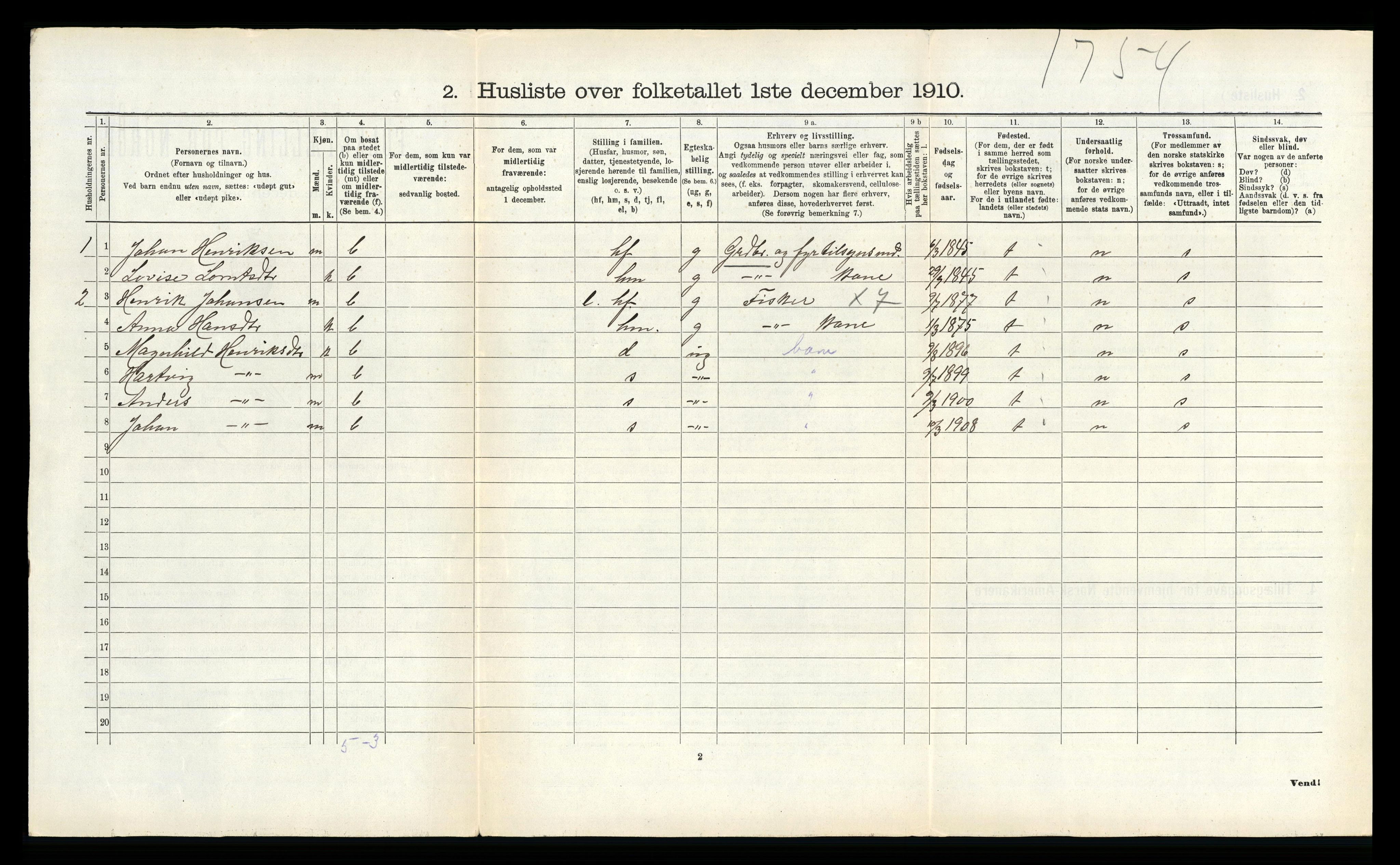 RA, 1910 census for Vik, 1910, p. 643