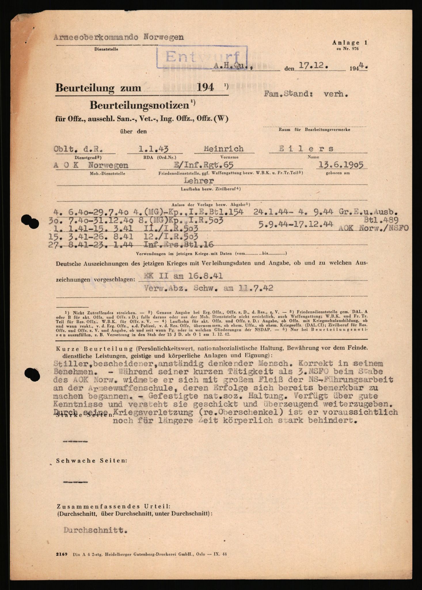 Forsvarets Overkommando. 2 kontor. Arkiv 11.4. Spredte tyske arkivsaker, AV/RA-RAFA-7031/D/Dar/Dara/L0018: Personalbøker, 1940-1945, p. 378