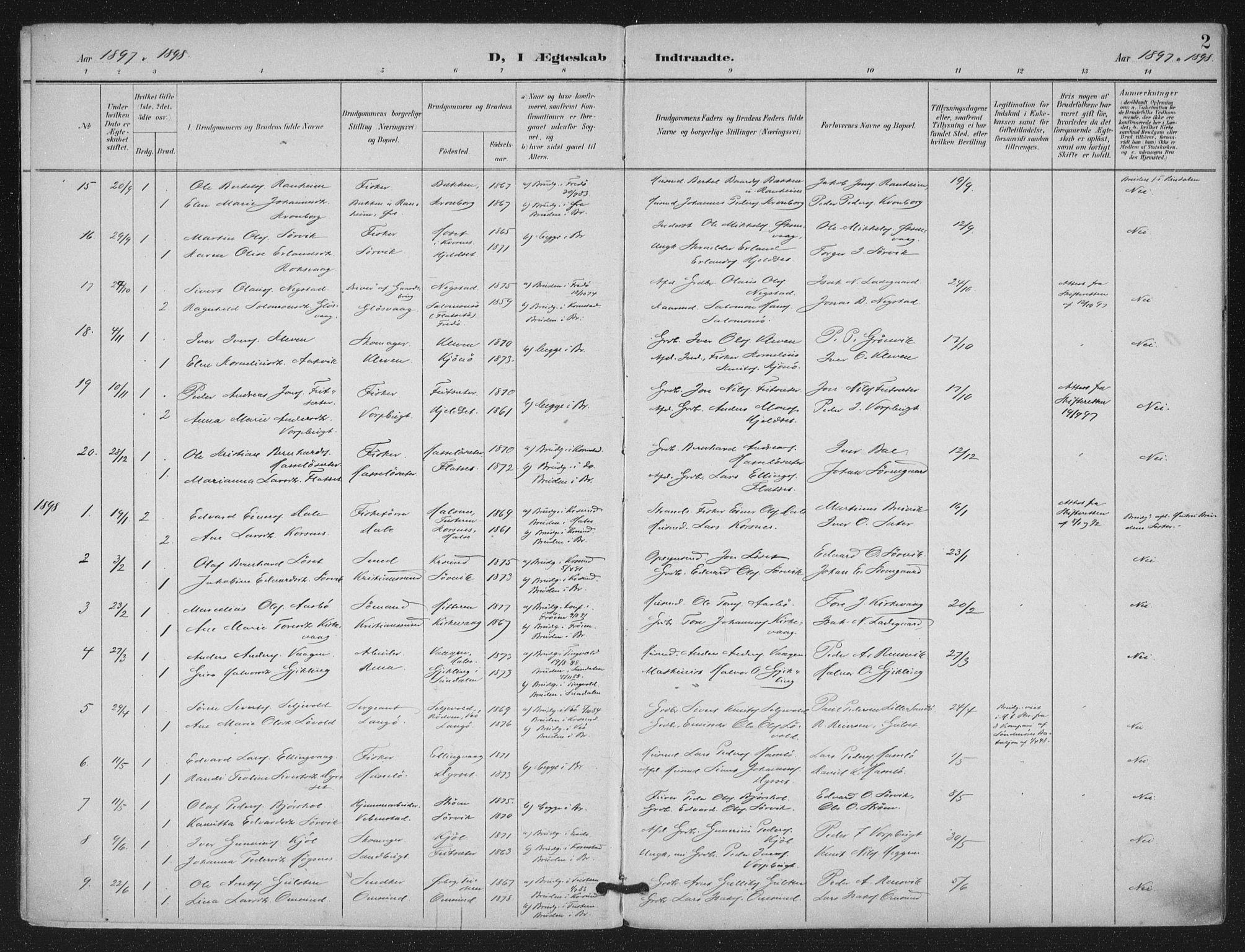 Ministerialprotokoller, klokkerbøker og fødselsregistre - Møre og Romsdal, AV/SAT-A-1454/569/L0821: Parish register (official) no. 569A07, 1897-1907, p. 2