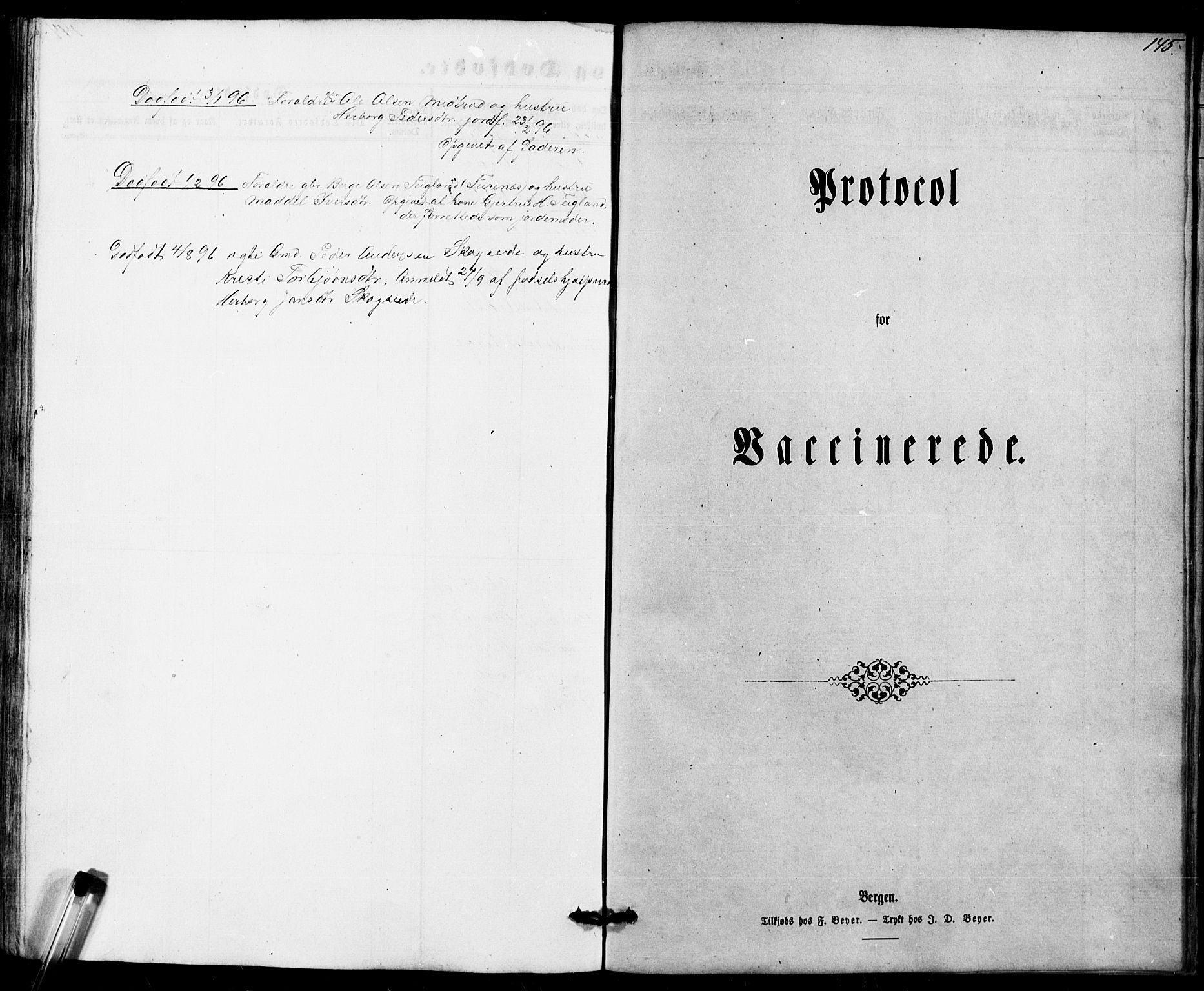 Fusa sokneprestembete, AV/SAB-A-75401/H/Hab: Parish register (copy) no. B 1, 1861-1896, p. 145