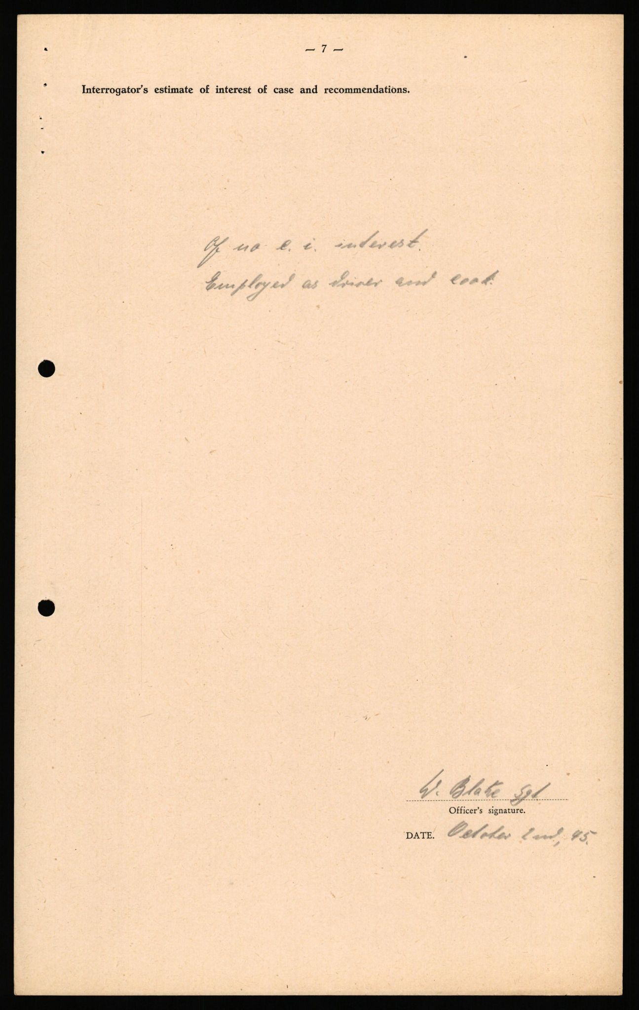 Forsvaret, Forsvarets overkommando II, AV/RA-RAFA-3915/D/Db/L0040: CI Questionaires. Tyske okkupasjonsstyrker i Norge. Østerrikere., 1945-1946, p. 26