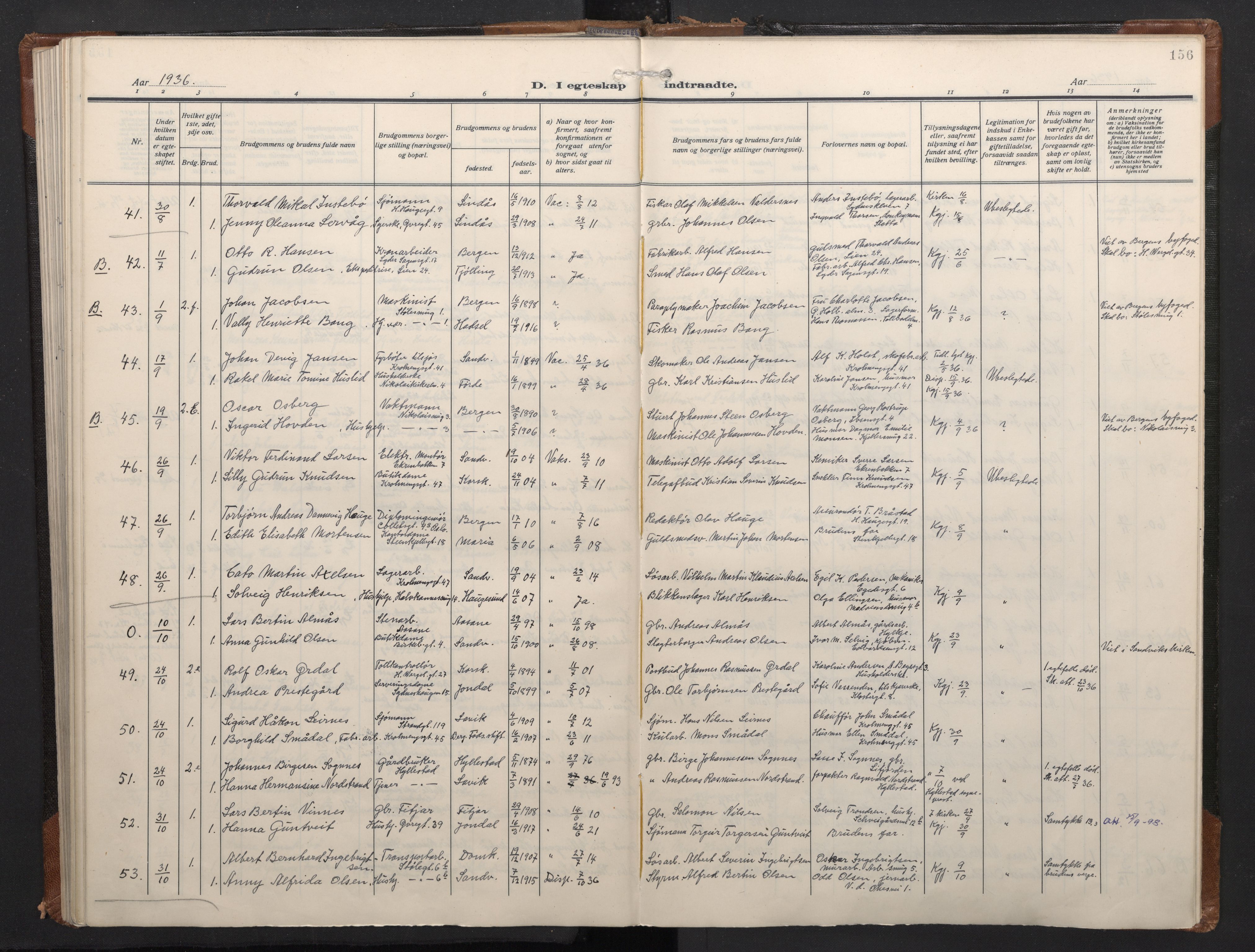 Mariakirken Sokneprestembete, SAB/A-76901/H/Haa/L0016: Parish register (official) no. C 4, 1927-1938, p. 155b-156a