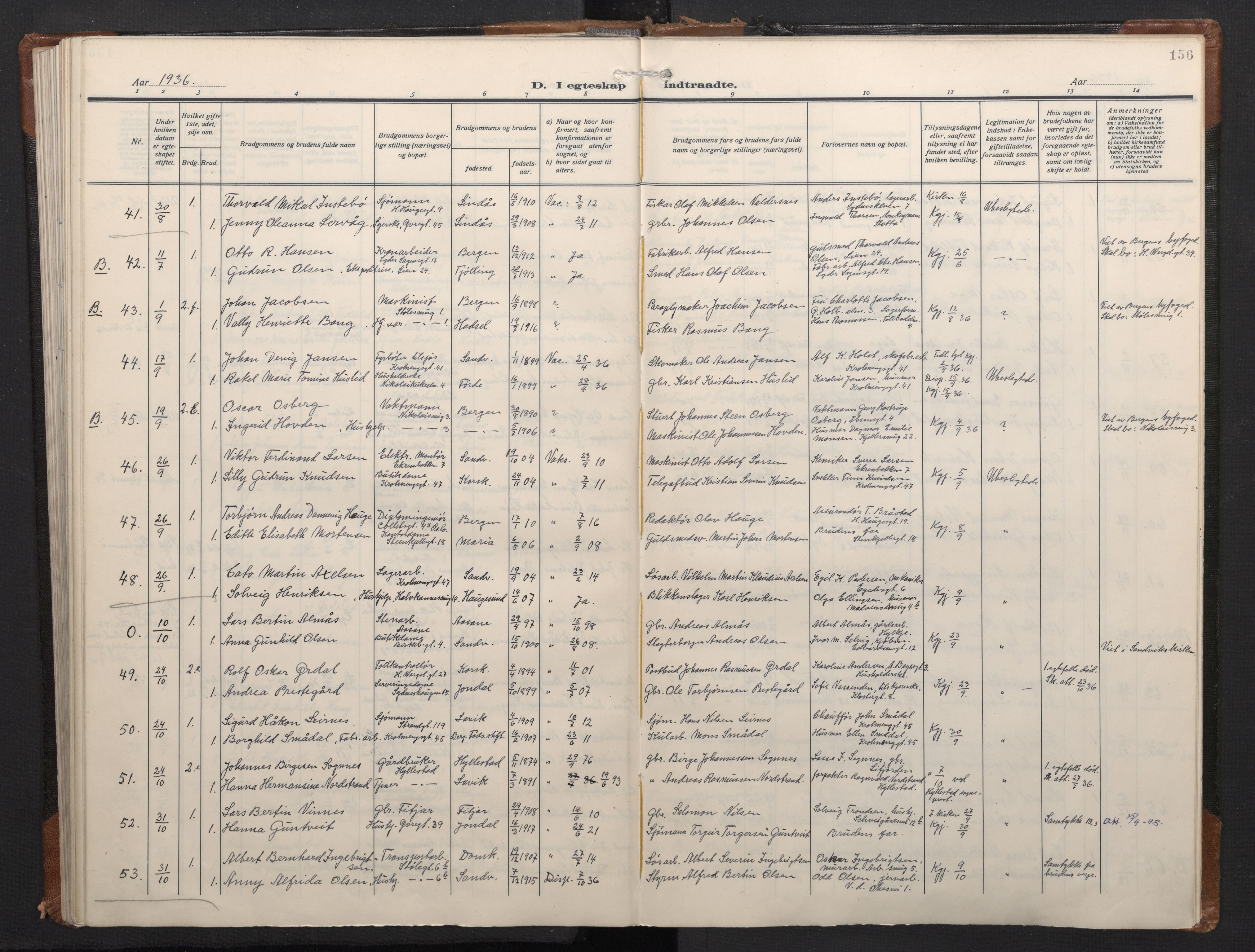 Mariakirken Sokneprestembete, AV/SAB-A-76901/H/Haa/L0016: Parish register (official) no. C 4, 1927-1938, p. 155b-156a