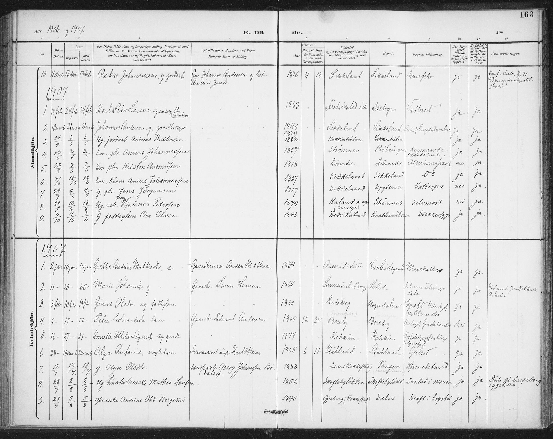 Varteig prestekontor Kirkebøker, AV/SAO-A-10447a/F/Fa/L0003: Parish register (official) no. 3, 1899-1919, p. 163