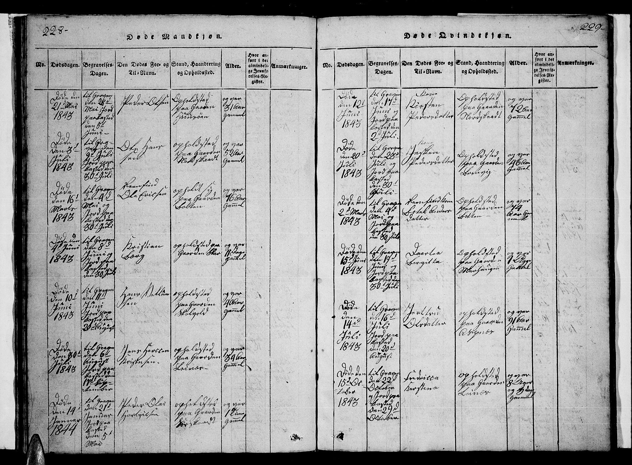 Ministerialprotokoller, klokkerbøker og fødselsregistre - Nordland, AV/SAT-A-1459/857/L0826: Parish register (copy) no. 857C01, 1821-1852, p. 228-229