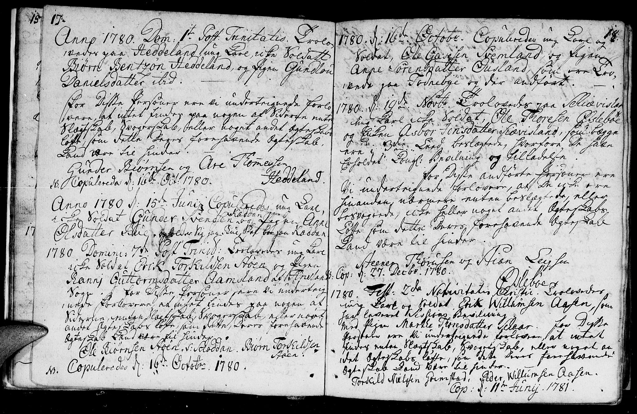 Holum sokneprestkontor, SAK/1111-0022/F/Fa/Fac/L0001: Parish register (official) no. A 1, 1773-1820, p. 17-18