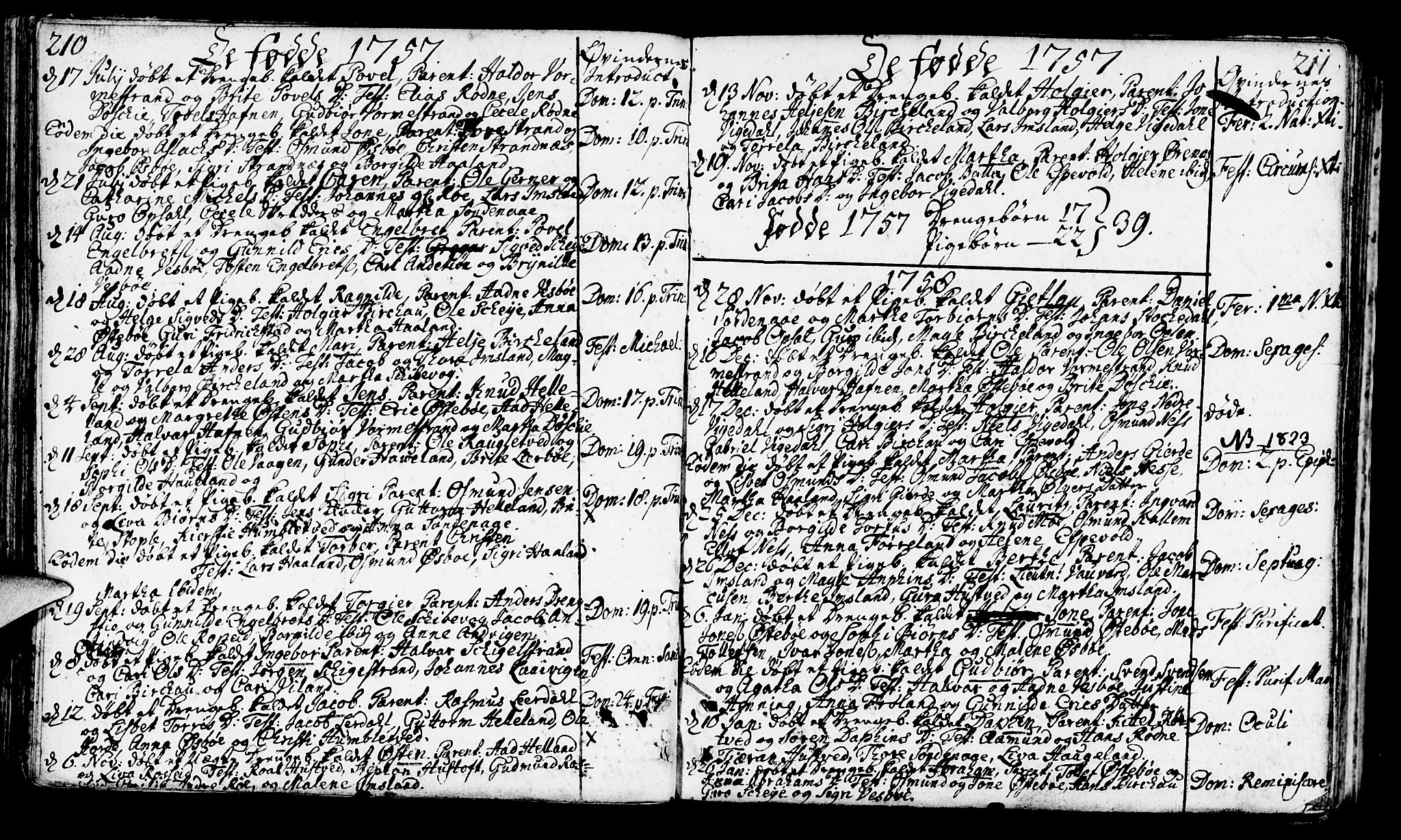 Vikedal sokneprestkontor, AV/SAST-A-101840/01/IV: Parish register (official) no. A 1, 1737-1778, p. 210-211