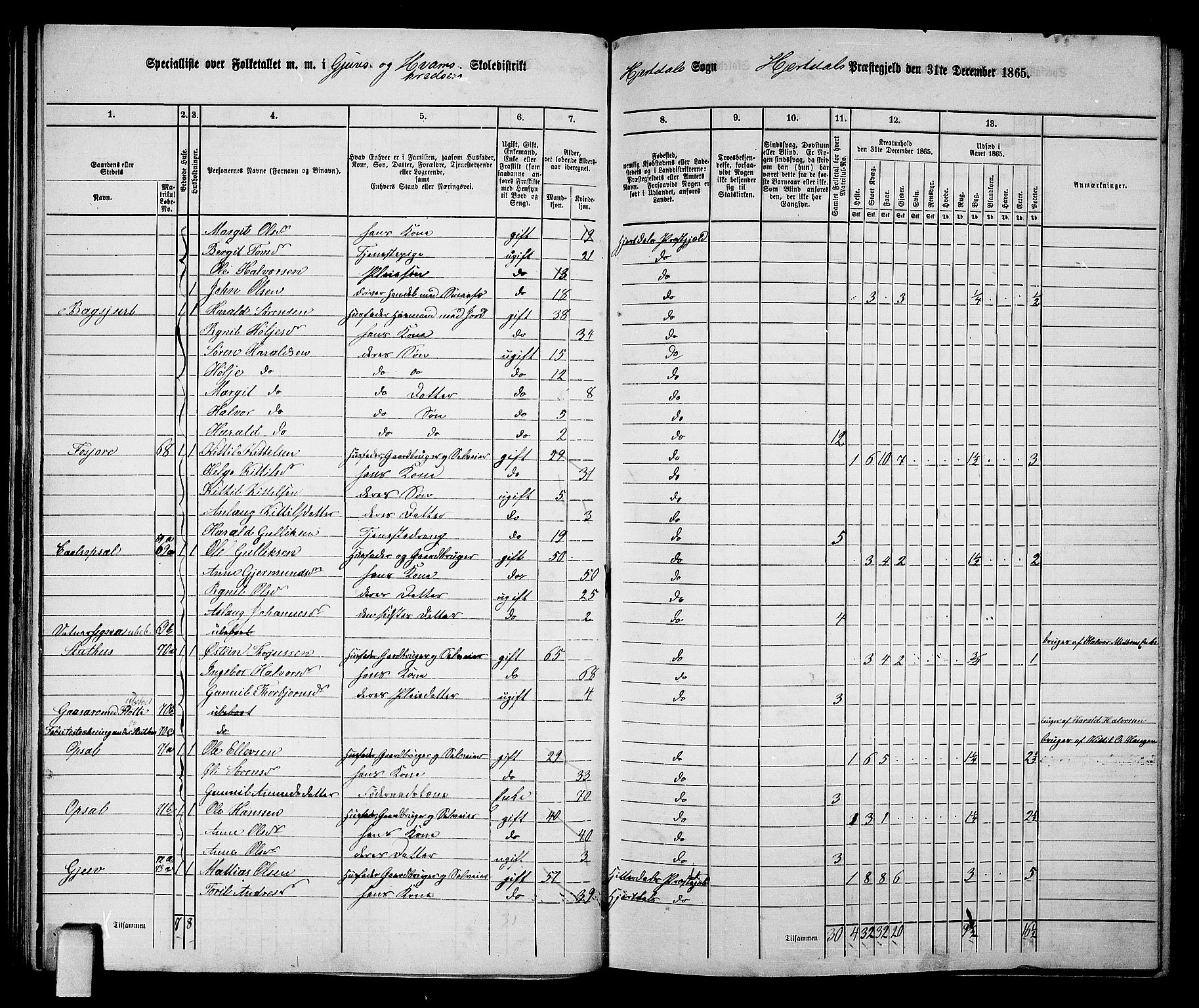 RA, 1865 census for Hjartdal, 1865, p. 35