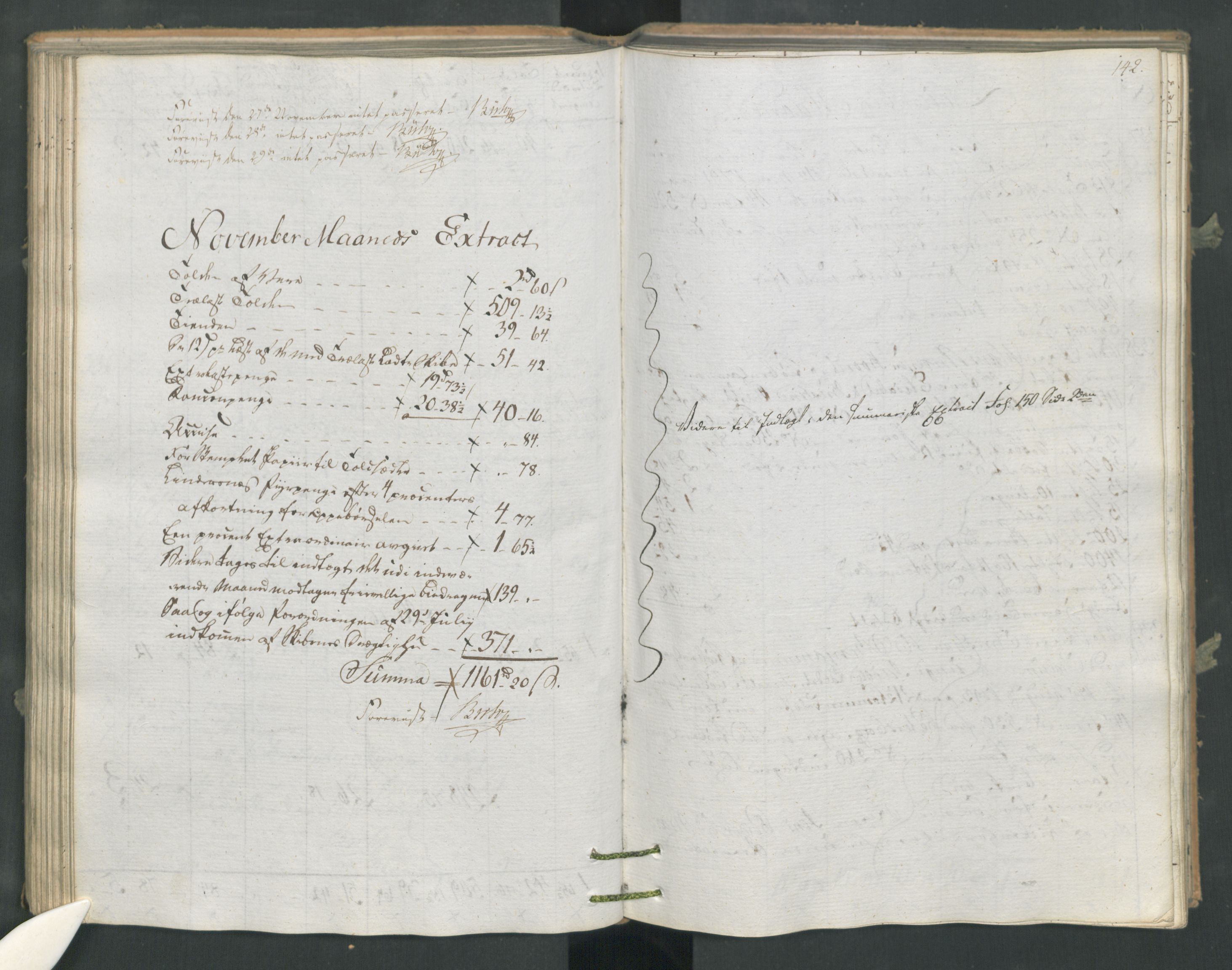 Generaltollkammeret, tollregnskaper, AV/RA-EA-5490/R16/L0120/0001: Tollregnskaper Kristiansand / Utgående tollbok, 1794, p. 141b-142a