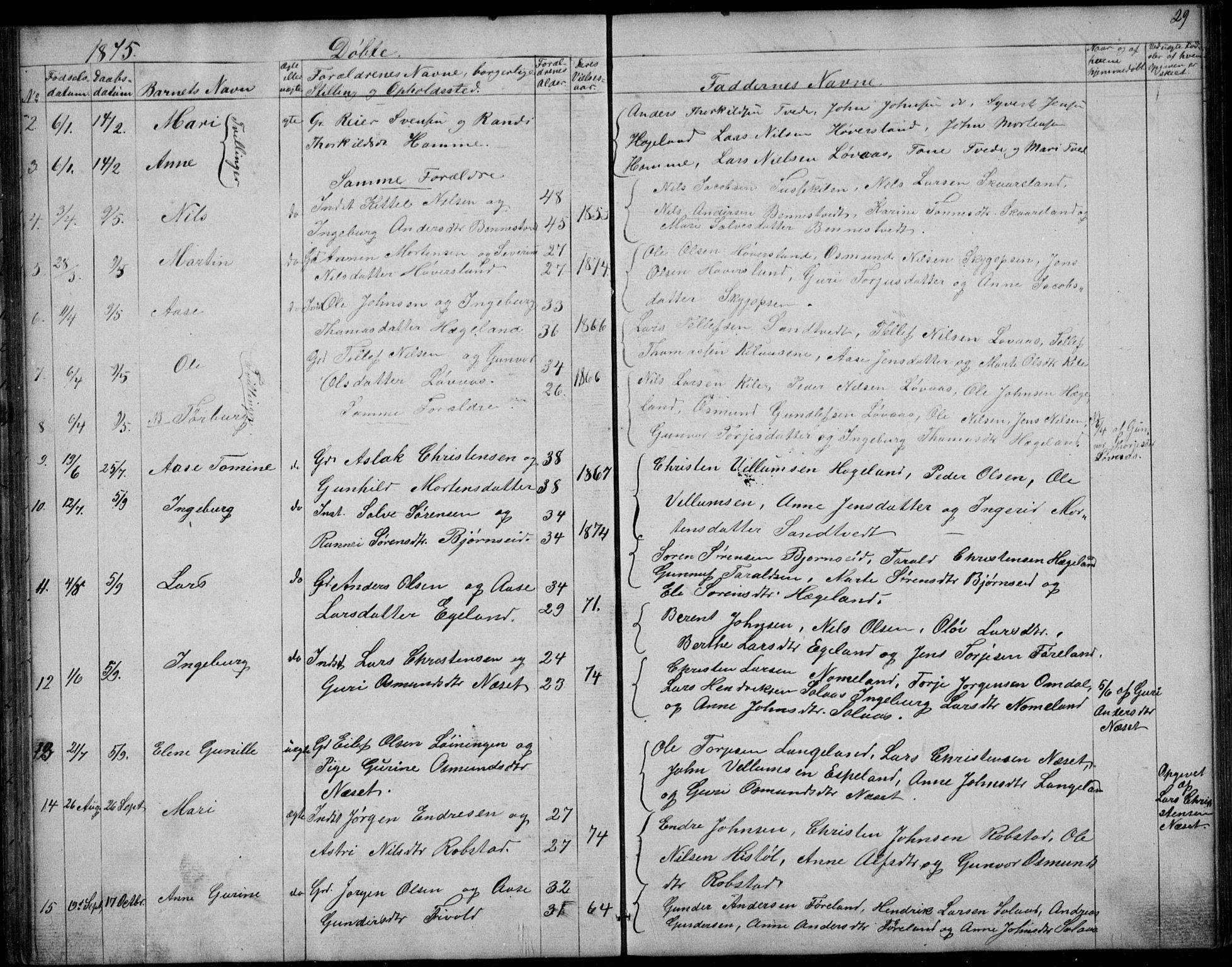 Vennesla sokneprestkontor, AV/SAK-1111-0045/Fb/Fba/L0002: Parish register (copy) no. B 2, 1859-1889, p. 29