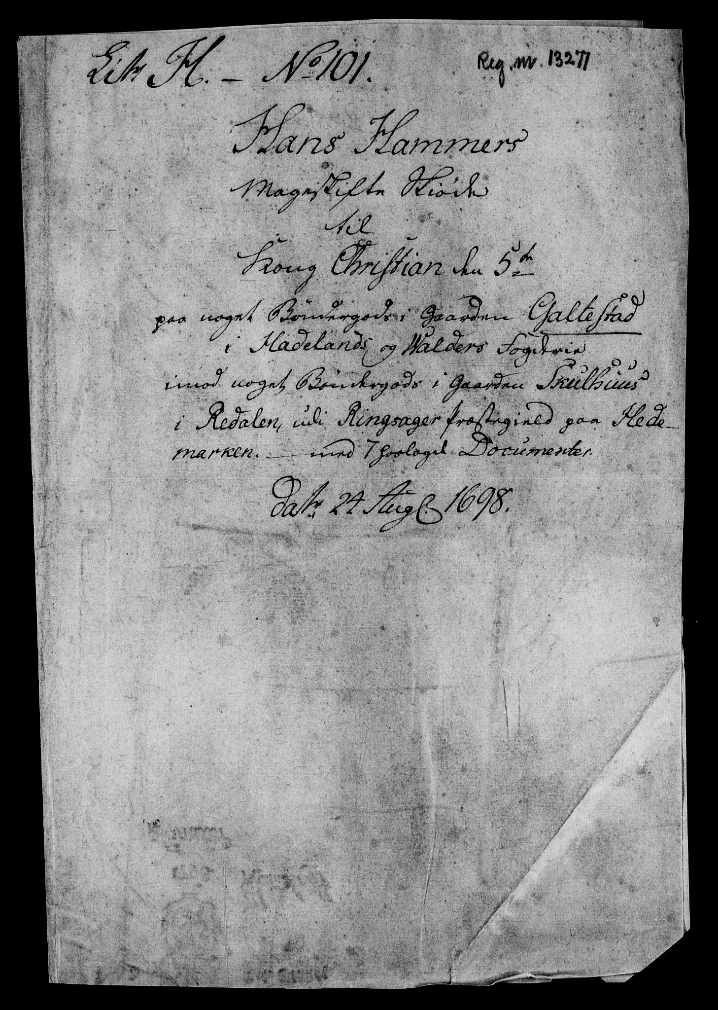Rentekammeret inntil 1814, Realistisk ordnet avdeling, RA/EA-4070/On/L0013: [Jj 14]: Forskjellige dokumenter om krongodset i Norge, 1672-1722, p. 421