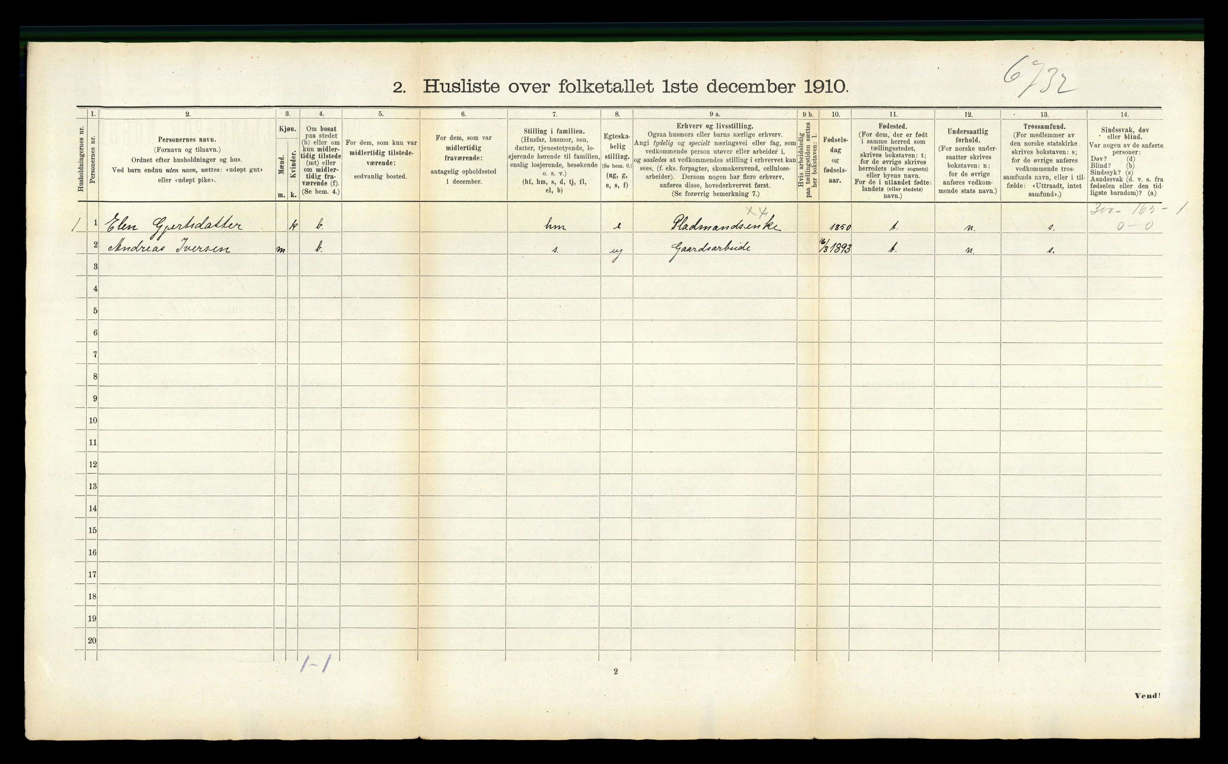 RA, 1910 census for Hyllestad, 1910, p. 62