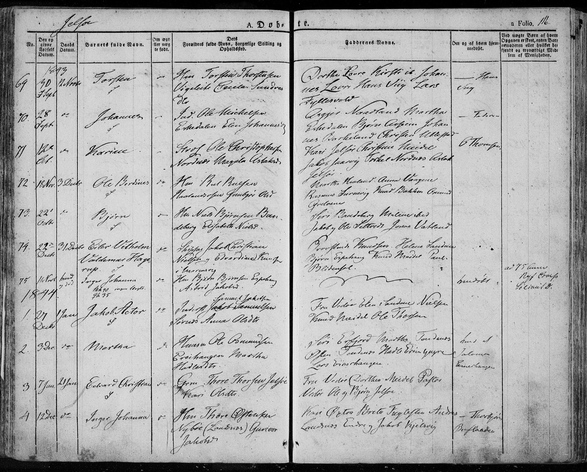 Jelsa sokneprestkontor, AV/SAST-A-101842/01/IV: Parish register (official) no. A 6.1, 1828-1853, p. 116