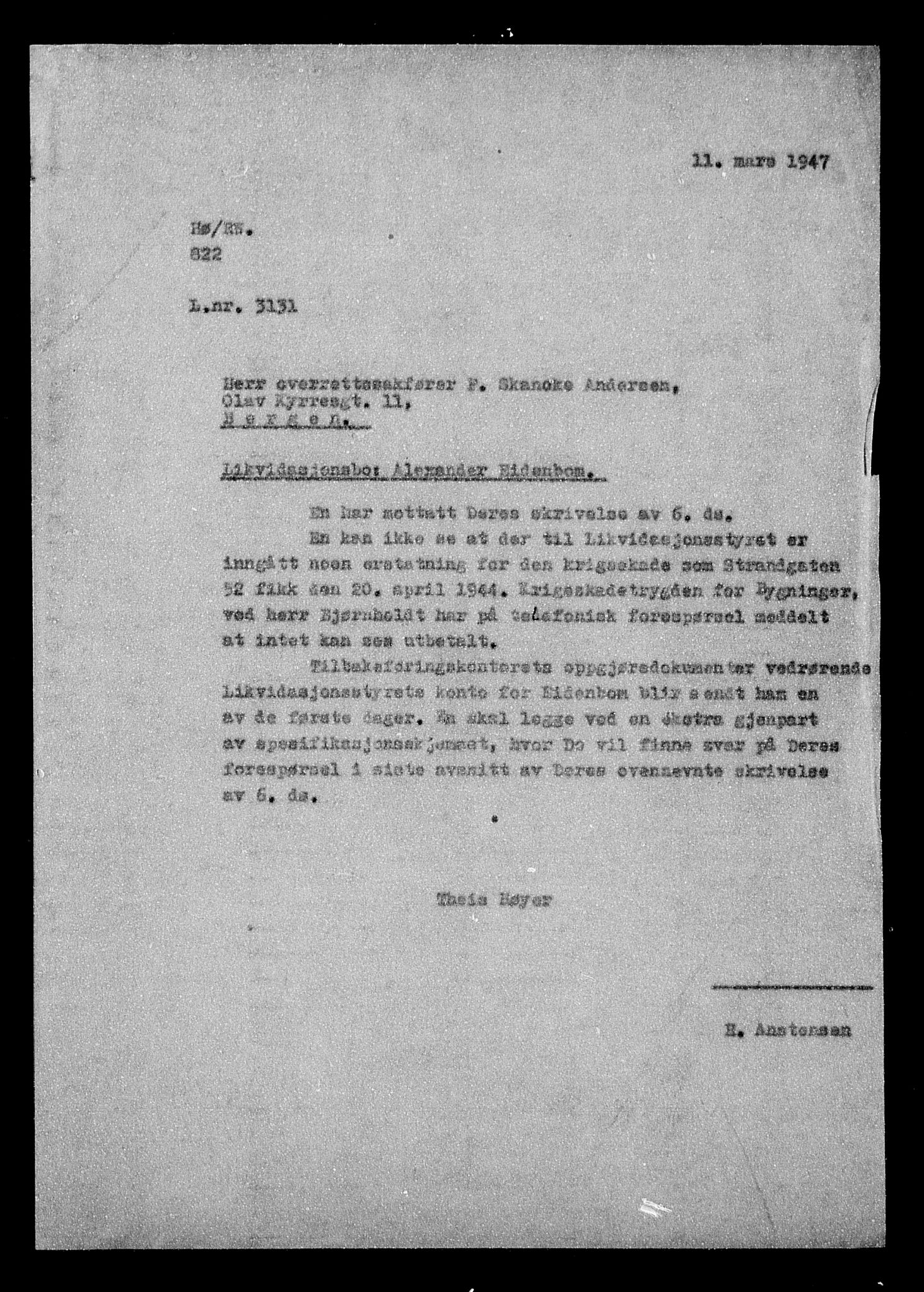 Justisdepartementet, Tilbakeføringskontoret for inndratte formuer, AV/RA-S-1564/H/Hc/Hcd/L0994: --, 1945-1947, p. 21