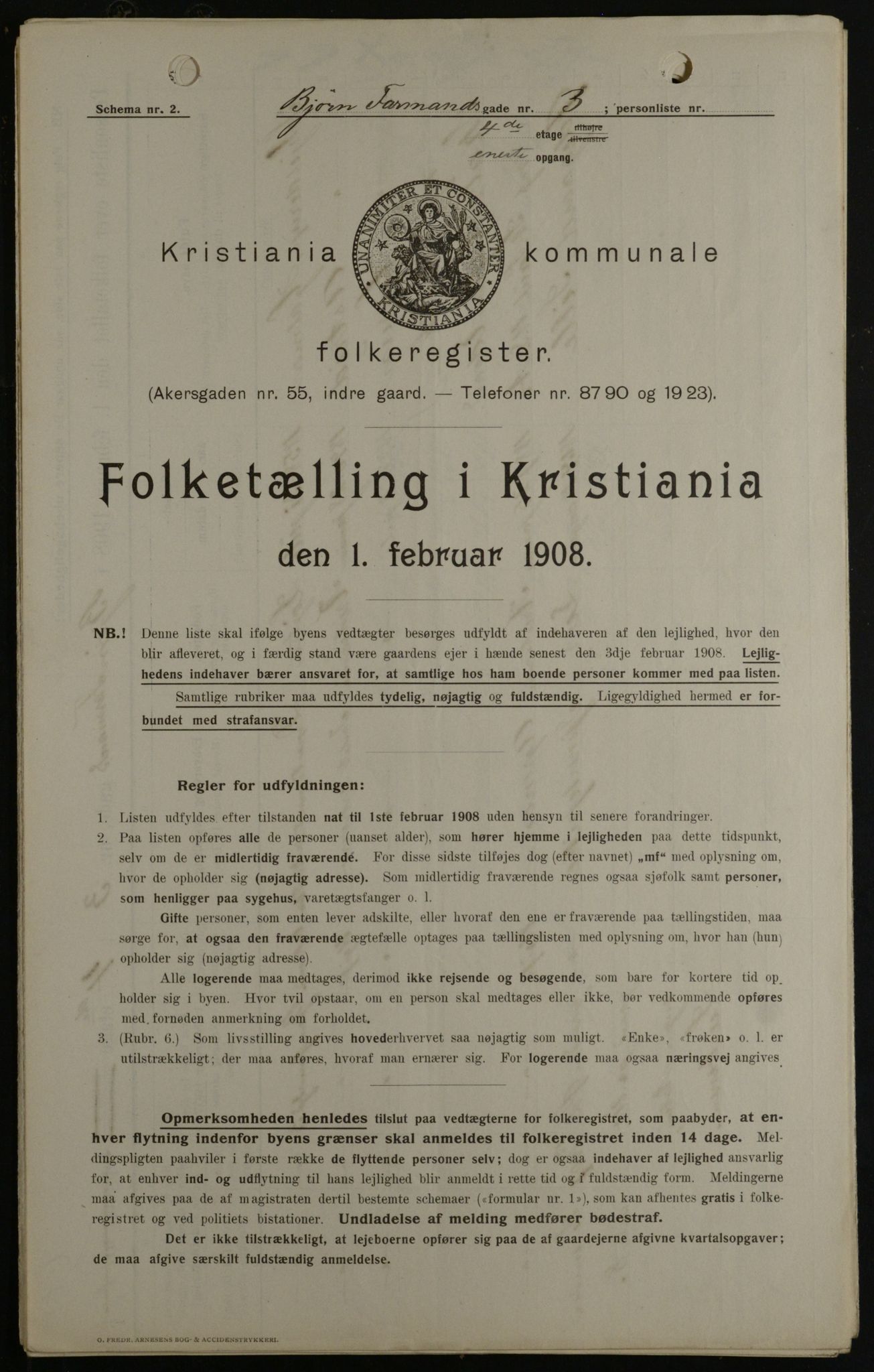 OBA, Municipal Census 1908 for Kristiania, 1908, p. 6440