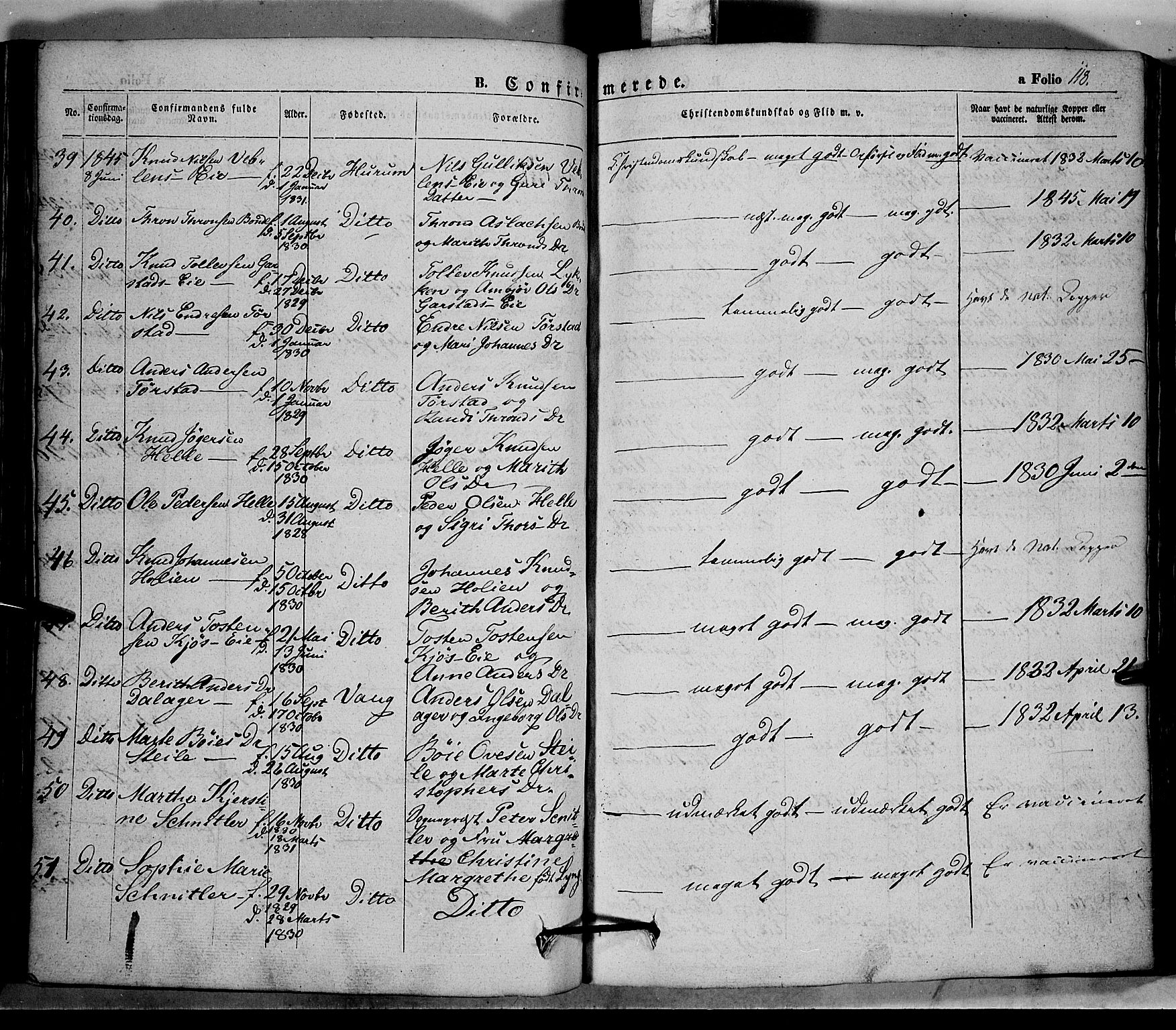 Vang prestekontor, Valdres, AV/SAH-PREST-140/H/Ha/L0005: Parish register (official) no. 5, 1831-1845, p. 118