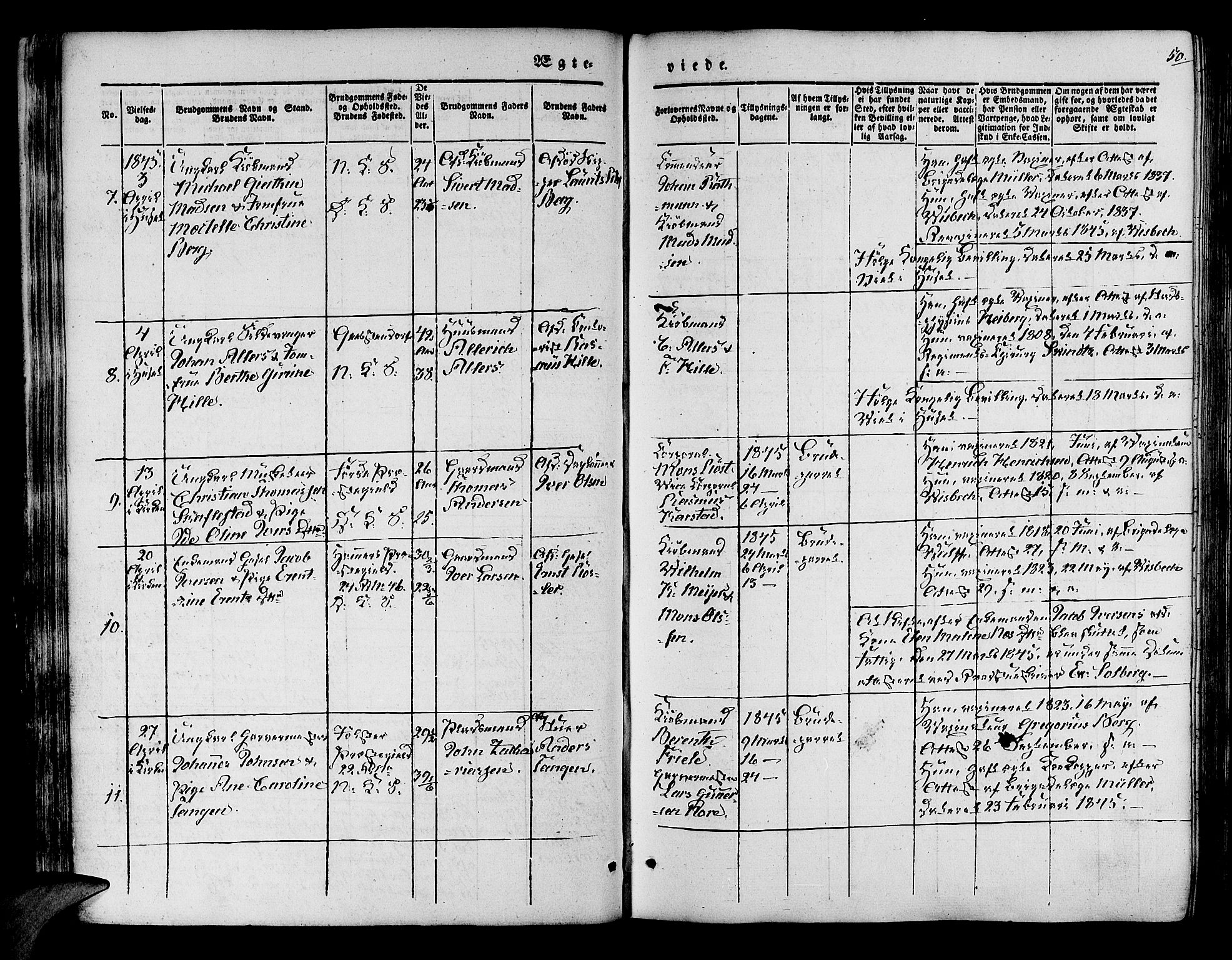 Korskirken sokneprestembete, SAB/A-76101/H/Hab: Parish register (copy) no. D 1, 1840-1867, p. 50