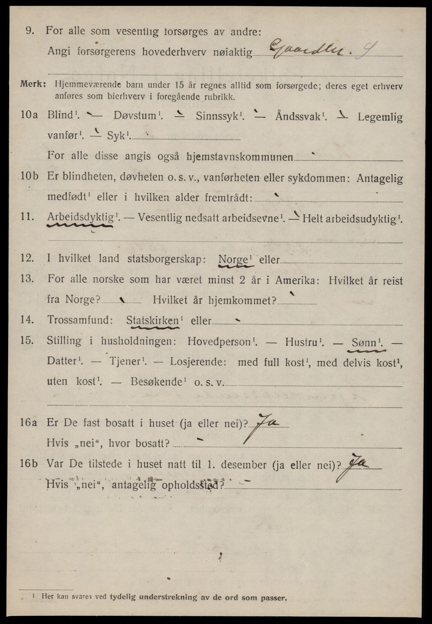 SAT, 1920 census for Kvernes, 1920, p. 288