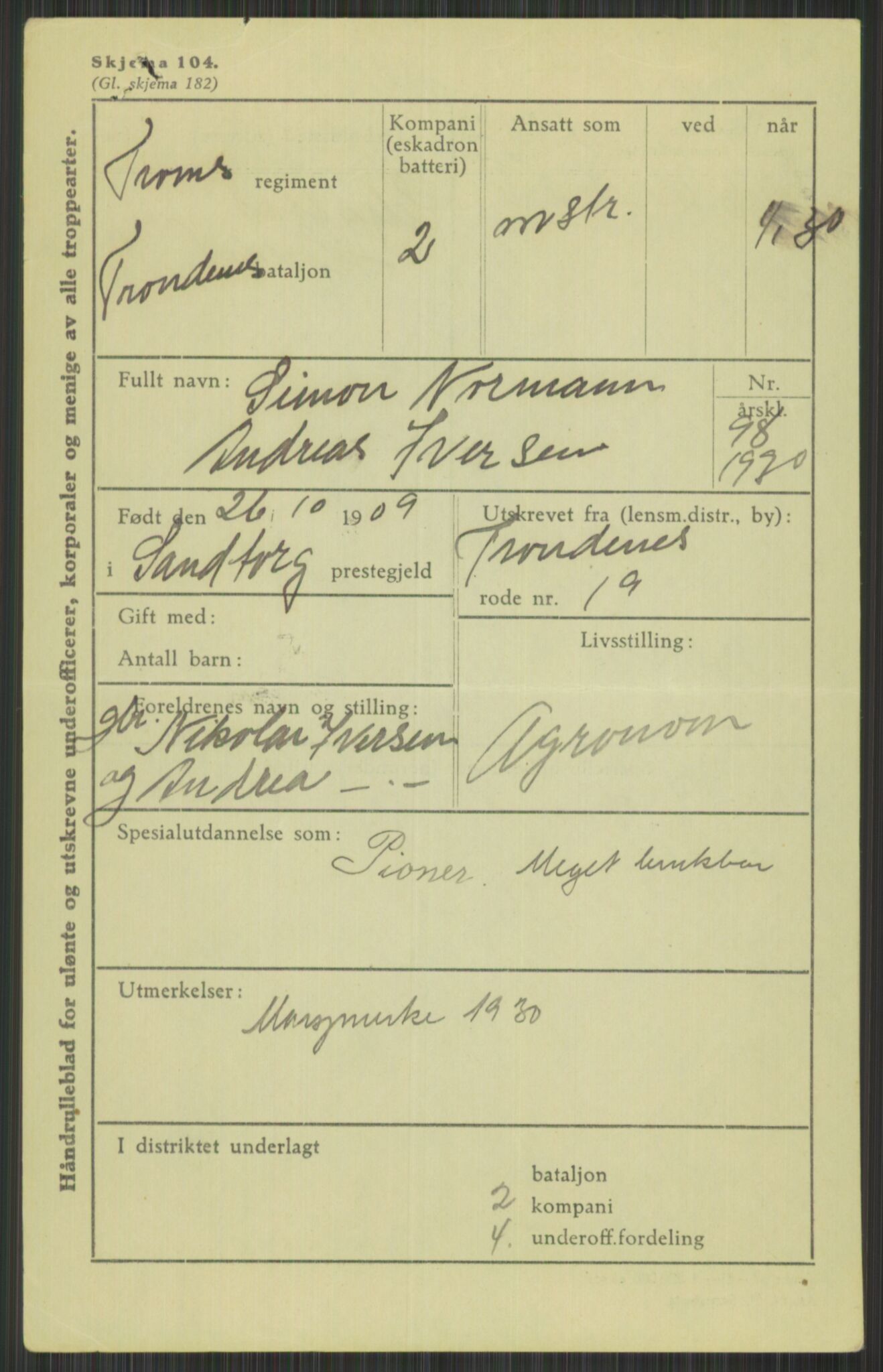 Forsvaret, Troms infanteriregiment nr. 16, AV/RA-RAFA-3146/P/Pa/L0014: Rulleblad for regimentets menige mannskaper, årsklasse 1930, 1930, p. 359