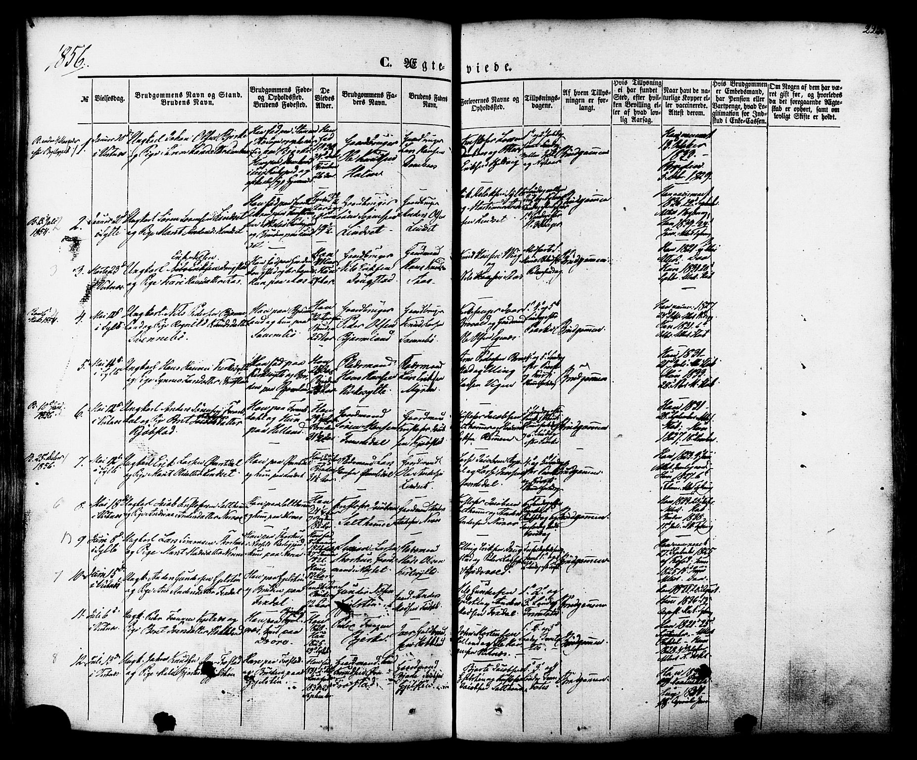 Ministerialprotokoller, klokkerbøker og fødselsregistre - Møre og Romsdal, SAT/A-1454/539/L0529: Parish register (official) no. 539A02, 1848-1872, p. 225