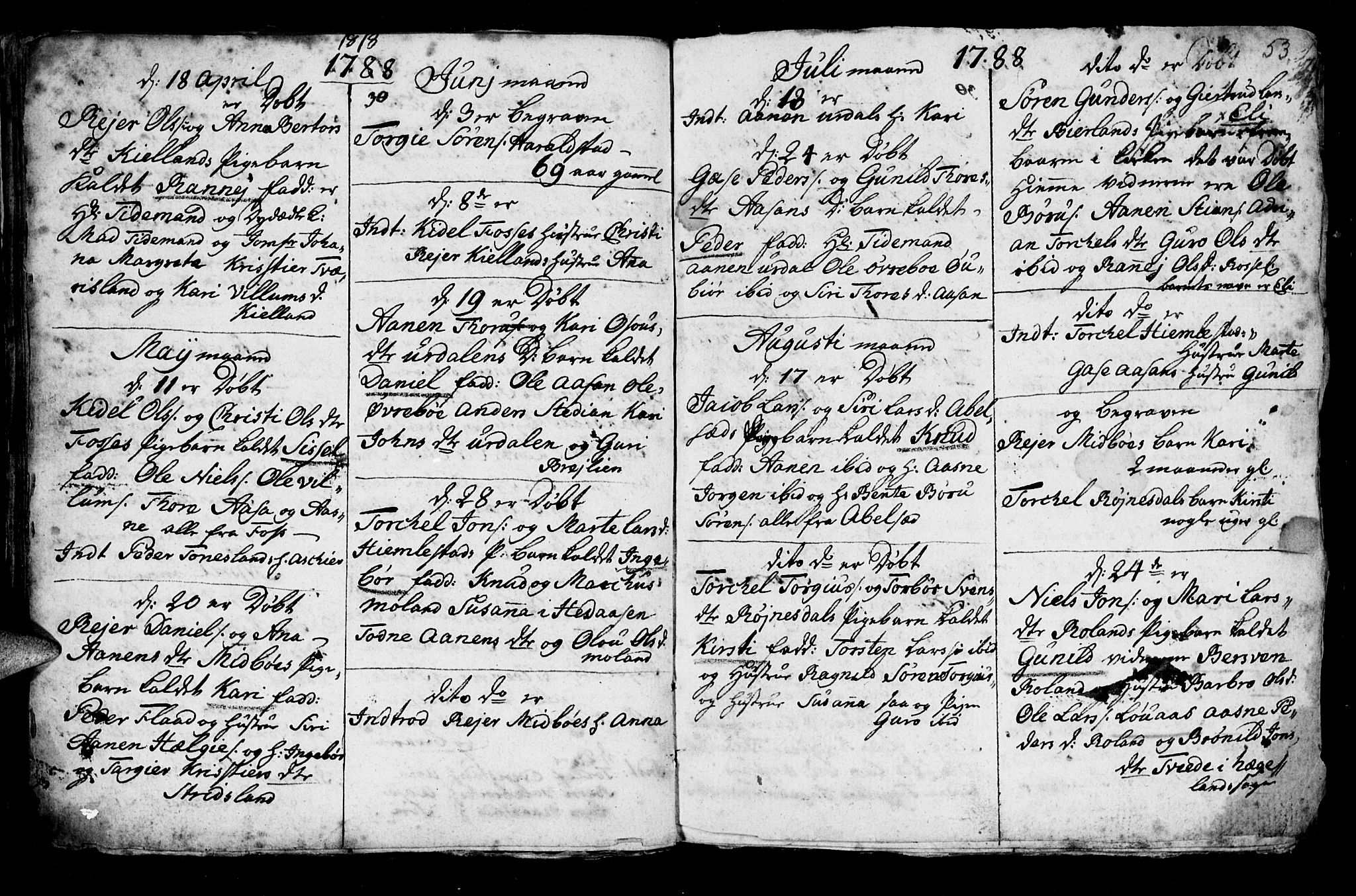 Bjelland sokneprestkontor, AV/SAK-1111-0005/F/Fb/Fba/L0002: Parish register (copy) no. B 2, 1753-1792, p. 53