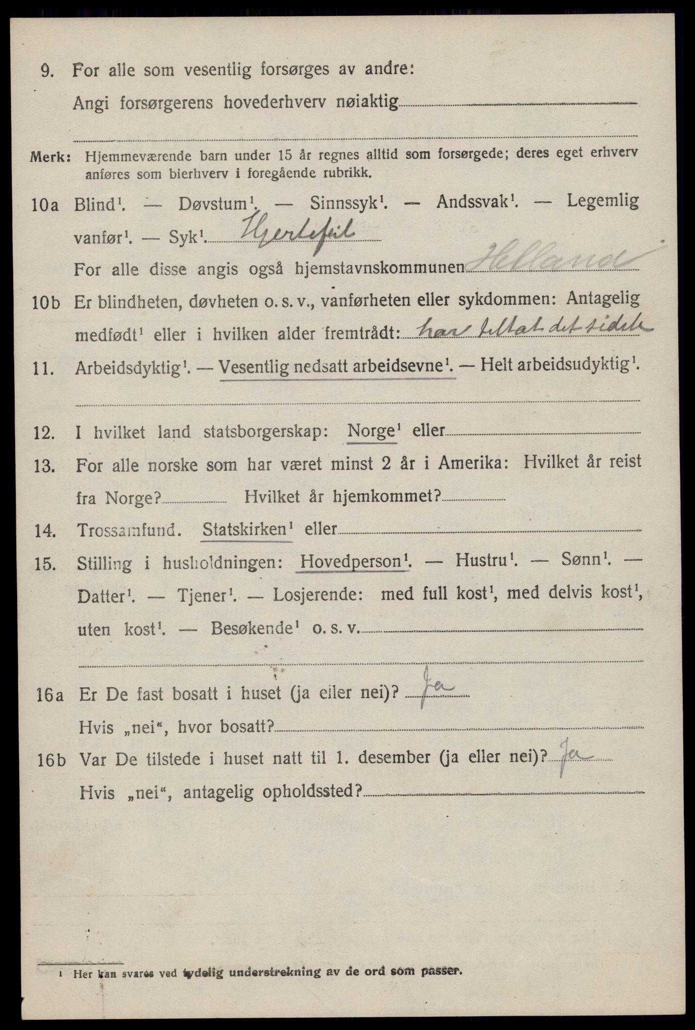 SAST, 1920 census for Hetland, 1920, p. 25138