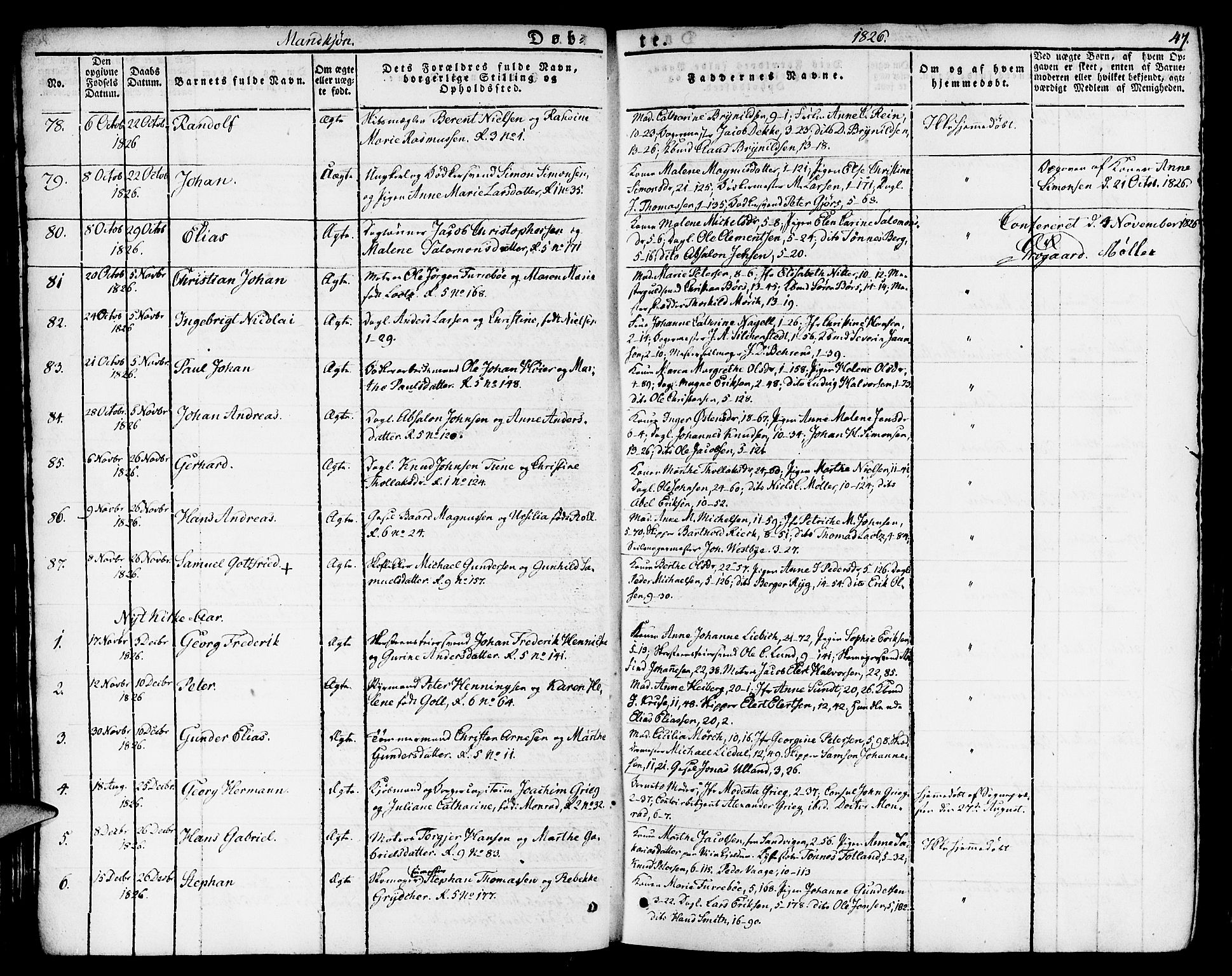 Nykirken Sokneprestembete, SAB/A-77101/H/Haa/L0012: Parish register (official) no. A 12, 1821-1844, p. 47