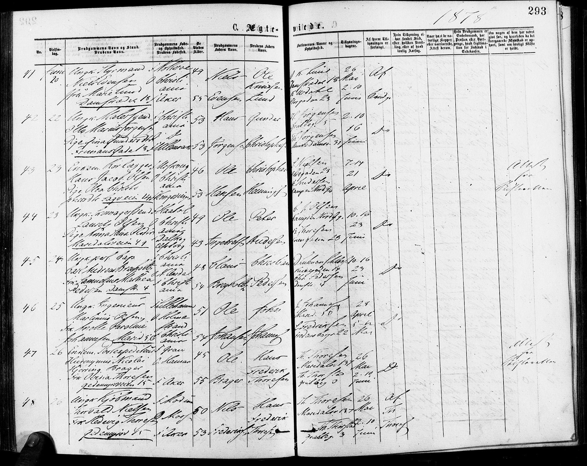 Gamle Aker prestekontor Kirkebøker, SAO/A-10617a/F/L0005: Parish register (official) no. 5, 1873-1881, p. 293