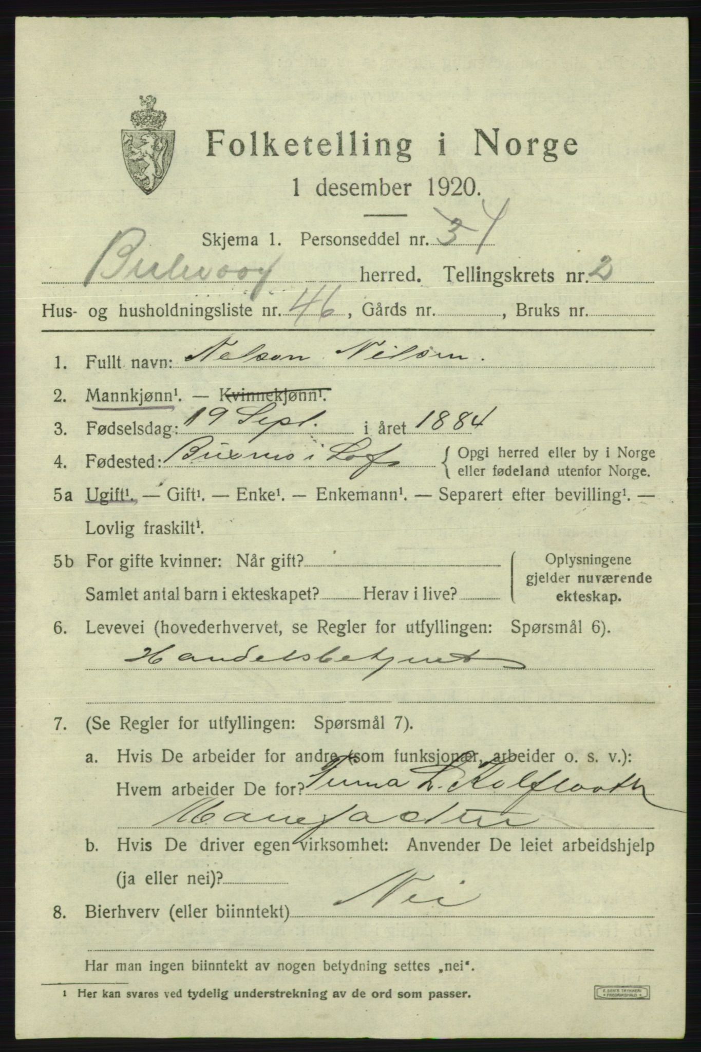 SATØ, 1920 census for Berlevåg, 1920, p. 1161