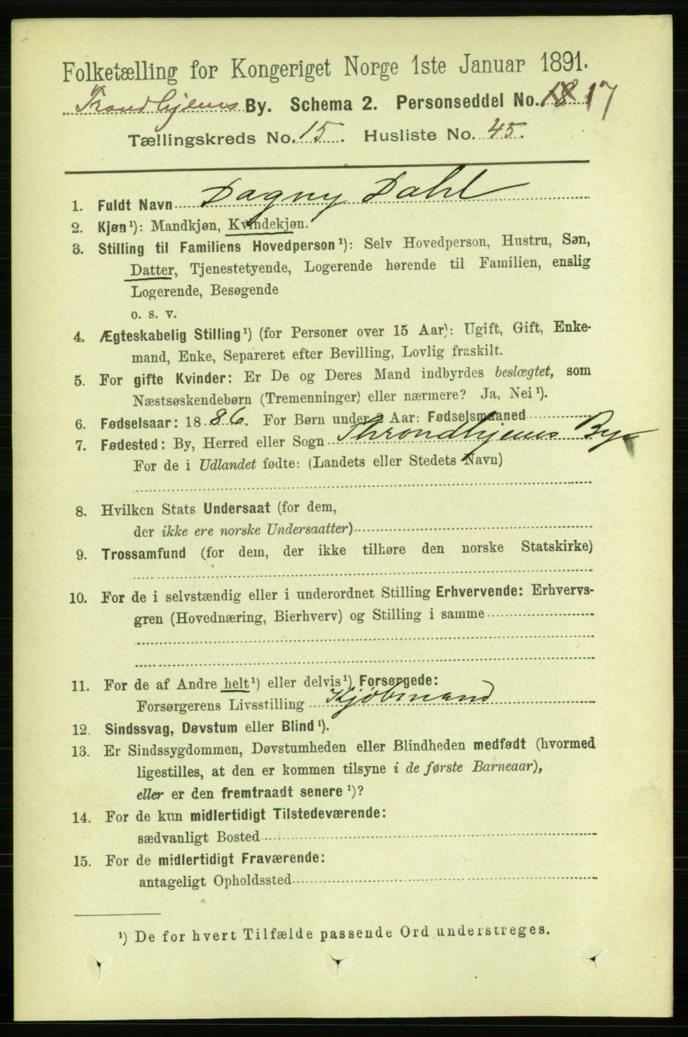 RA, 1891 census for 1601 Trondheim, 1891, p. 12182