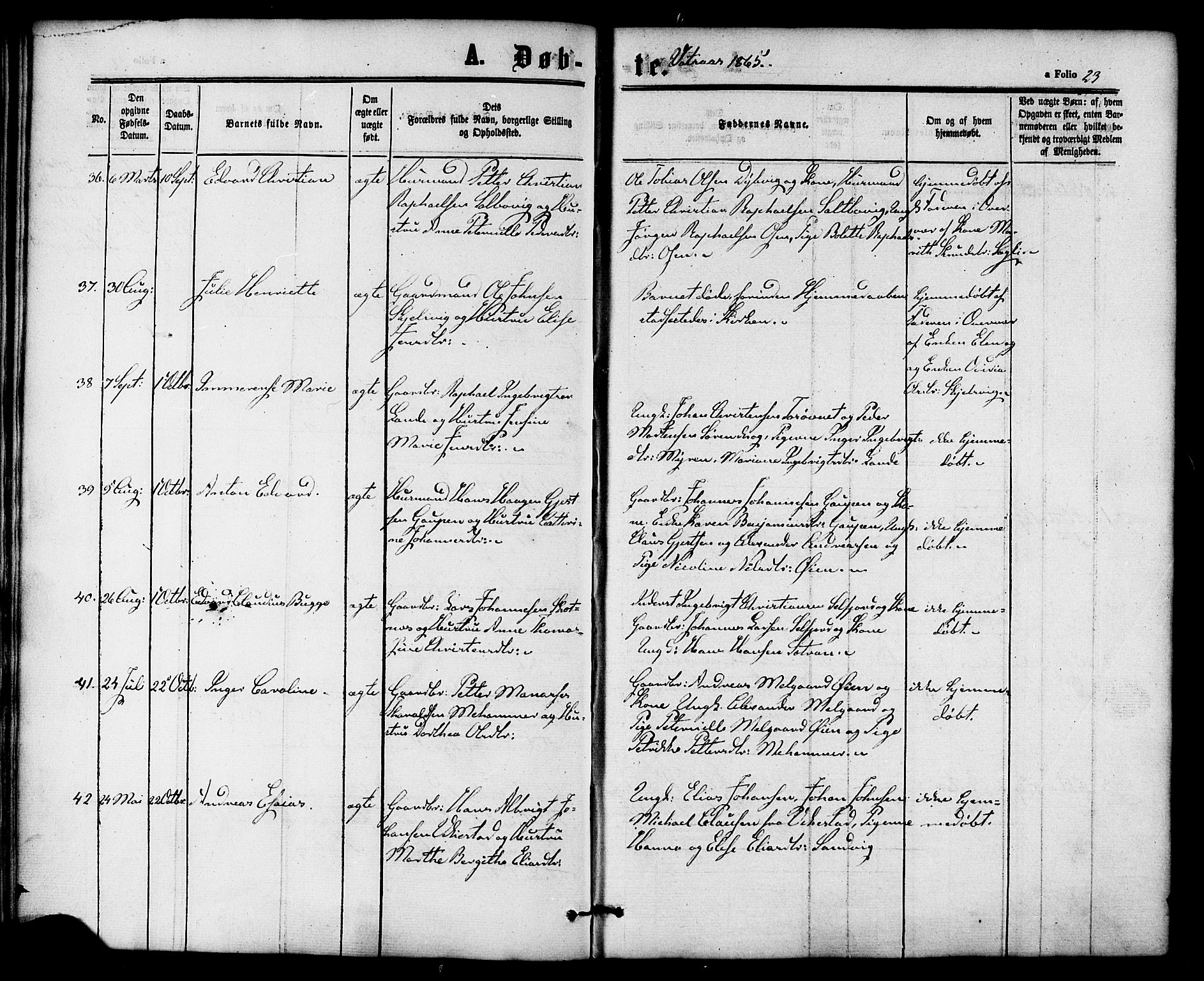 Ministerialprotokoller, klokkerbøker og fødselsregistre - Nordland, SAT/A-1459/810/L0146: Parish register (official) no. 810A08 /1, 1862-1874, p. 23