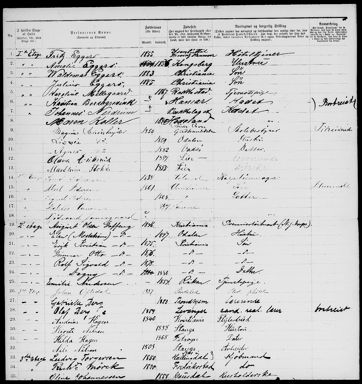 RA, 1885 census for 0301 Kristiania, 1885, p. 2188