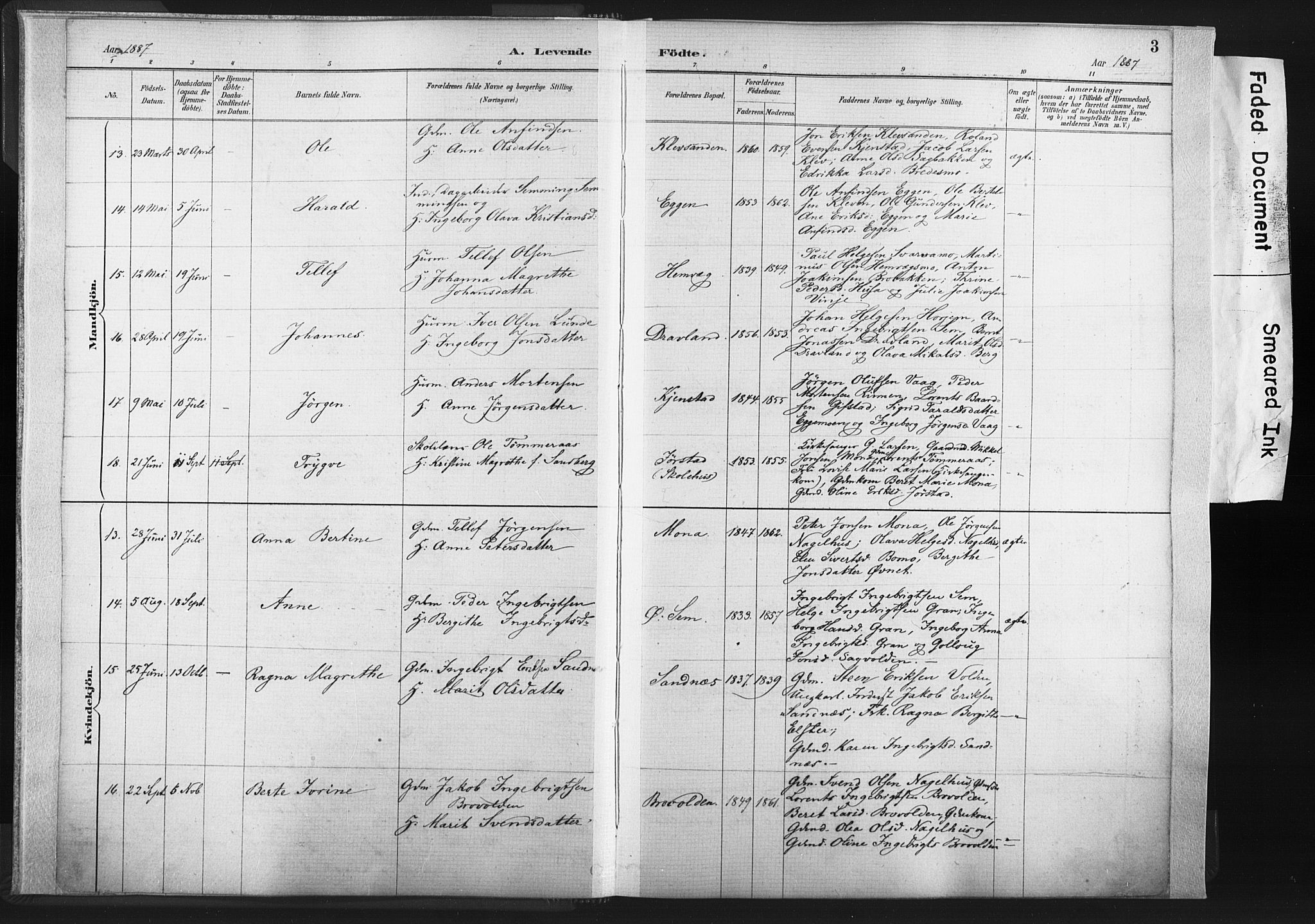 Ministerialprotokoller, klokkerbøker og fødselsregistre - Nord-Trøndelag, AV/SAT-A-1458/749/L0474: Parish register (official) no. 749A08, 1887-1903, p. 3