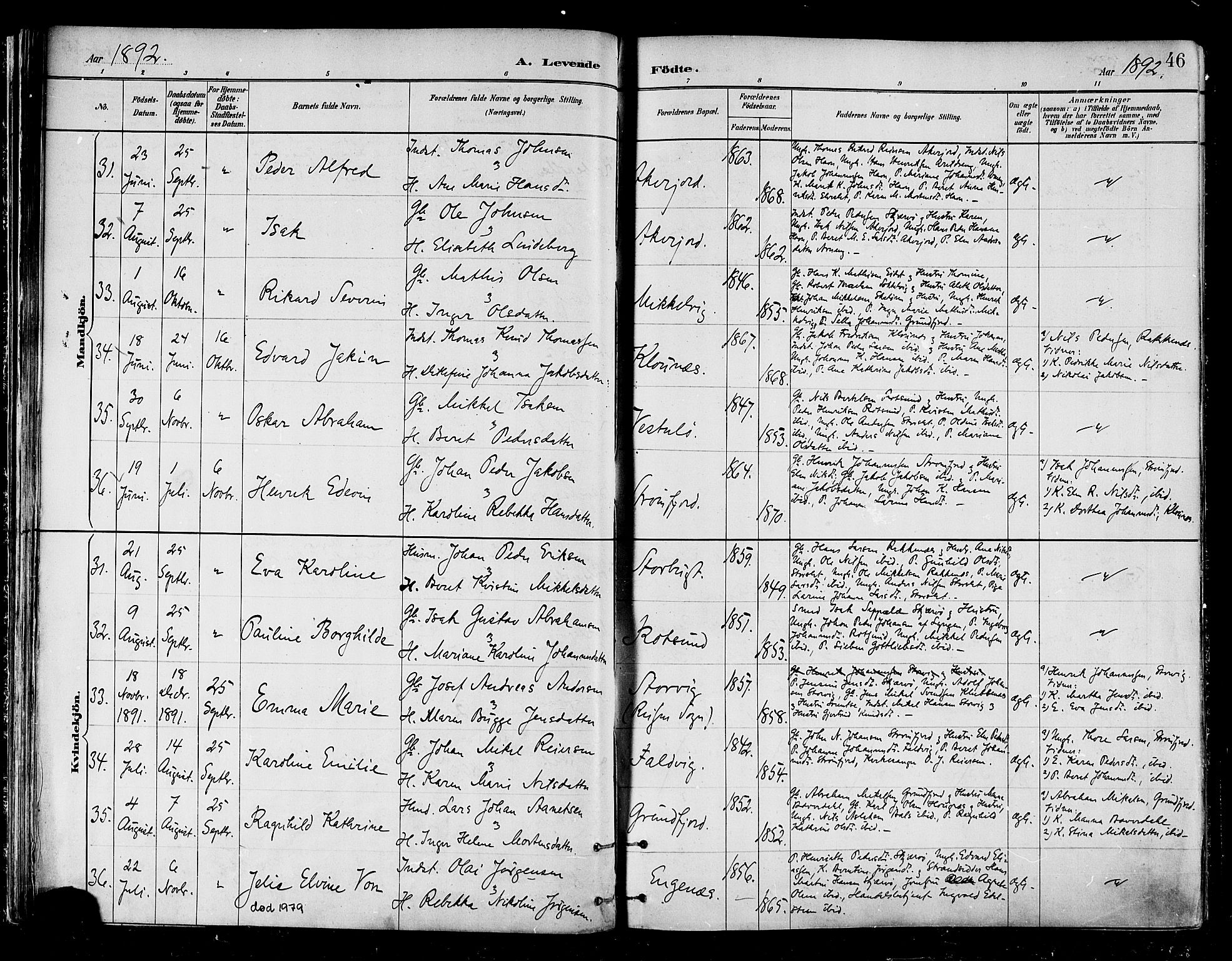 Skjervøy sokneprestkontor, SATØ/S-1300/H/Ha/Haa/L0010kirke: Parish register (official) no. 10, 1887-1898, p. 46