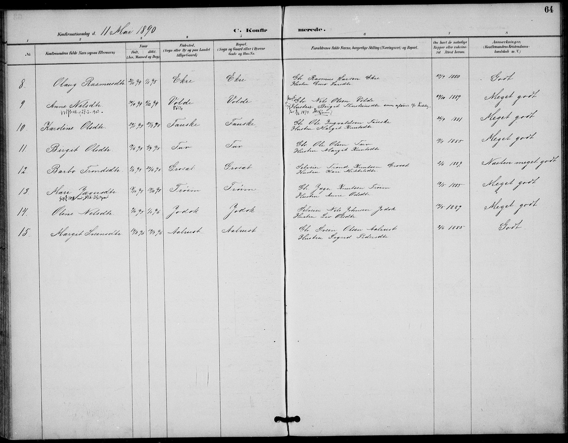 Gol kirkebøker, AV/SAKO-A-226/F/Fb/L0001: Parish register (official) no. II 1, 1887-1900, p. 64