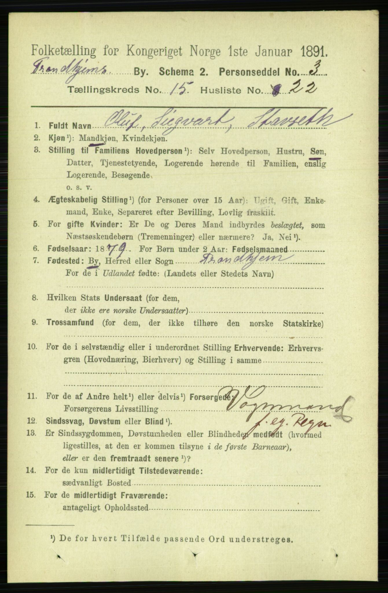 RA, 1891 census for 1601 Trondheim, 1891, p. 11823